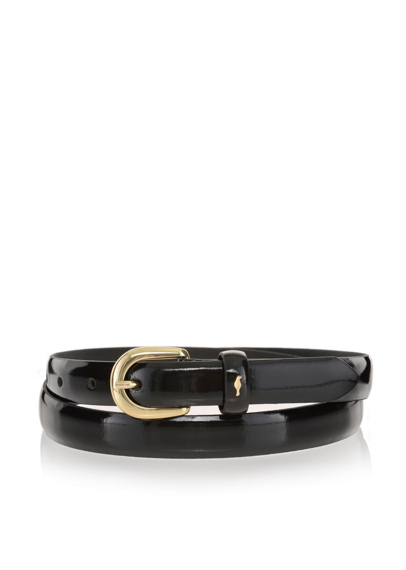 Black thin leather belt for women PASDS-0281-99(Z23)-01