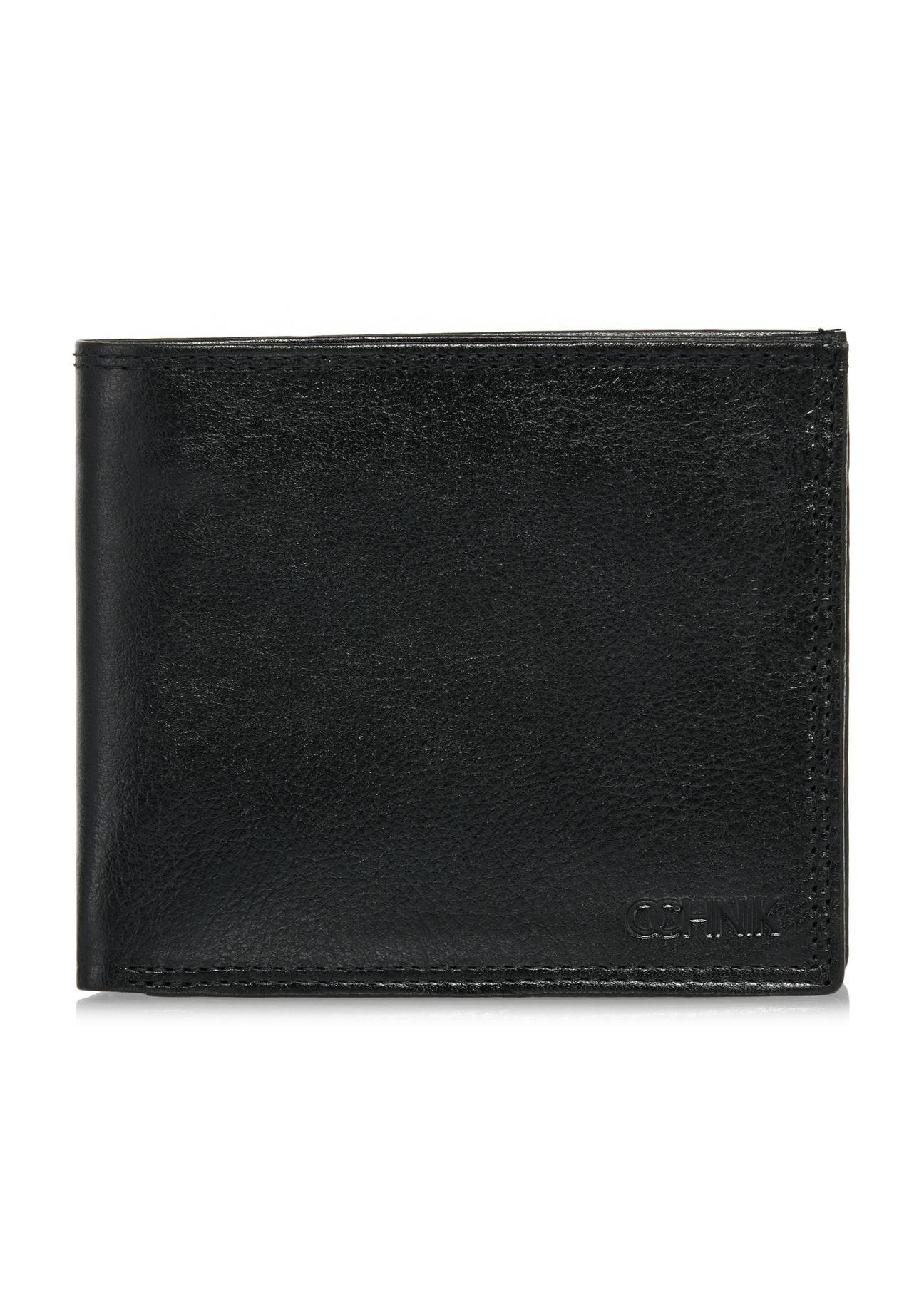 Unbuttoned black leather men's wallet PORMS-0551-99(W24)-01