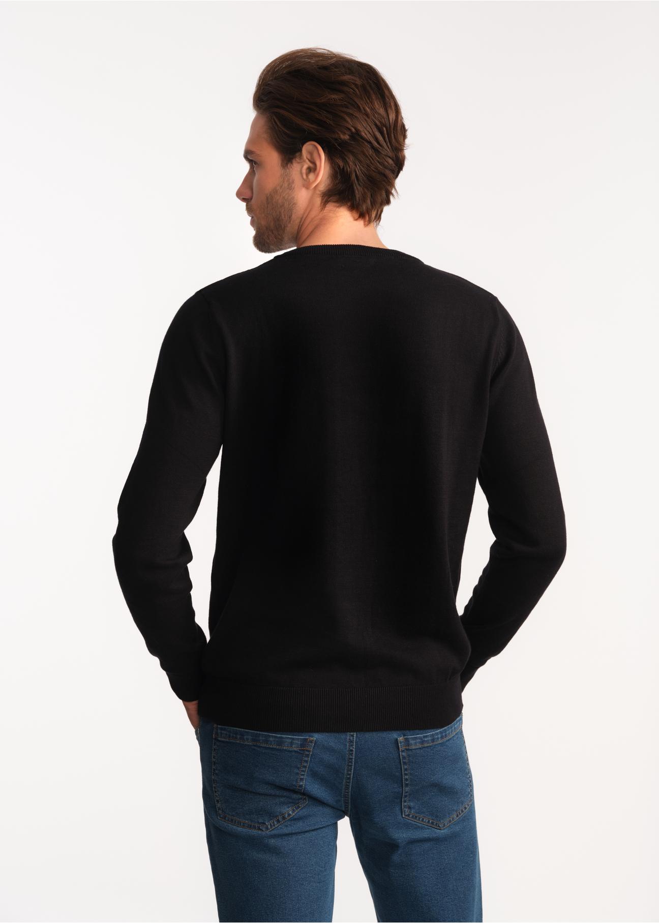 Black men's basic sweater SWEMT-0114-99(Z23)-02