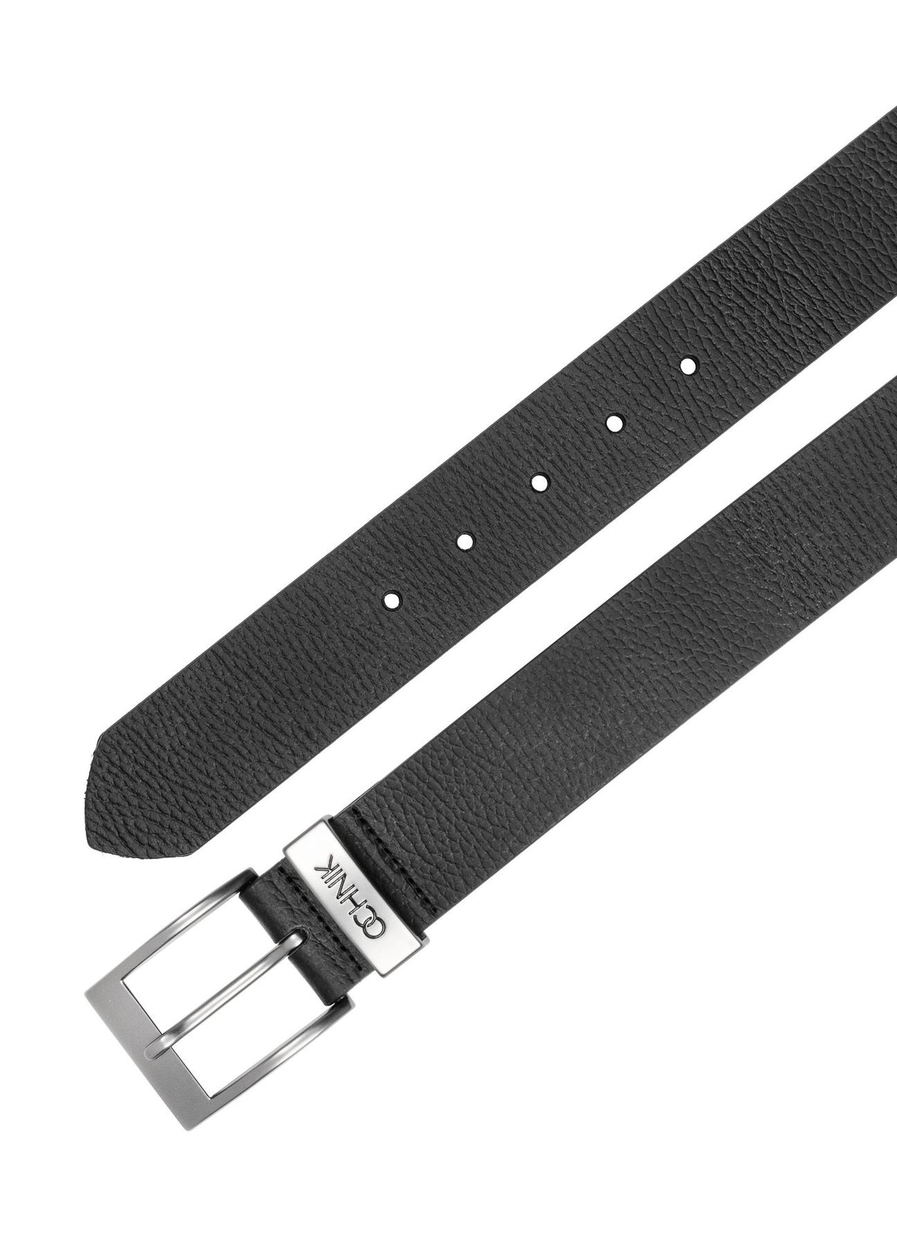 Black leather men's belt PASMS-0127D-99(Z24)