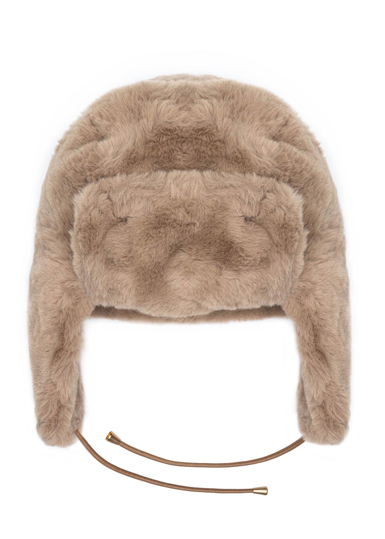 Beige women's earflap hat CZADF-0042-24(Z24)-02