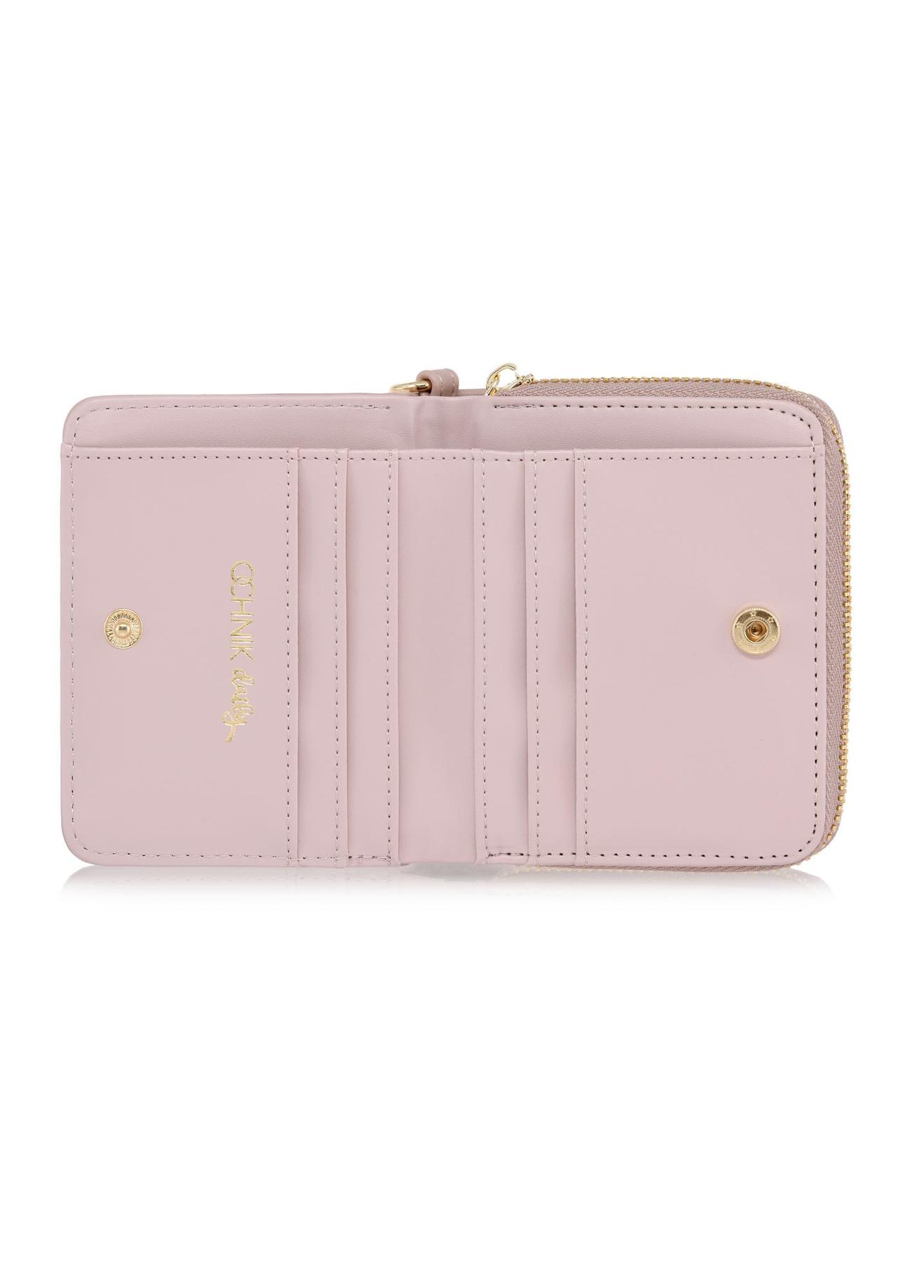 Small pink women's wallet with handle POREC-0395-31(Z24)-04