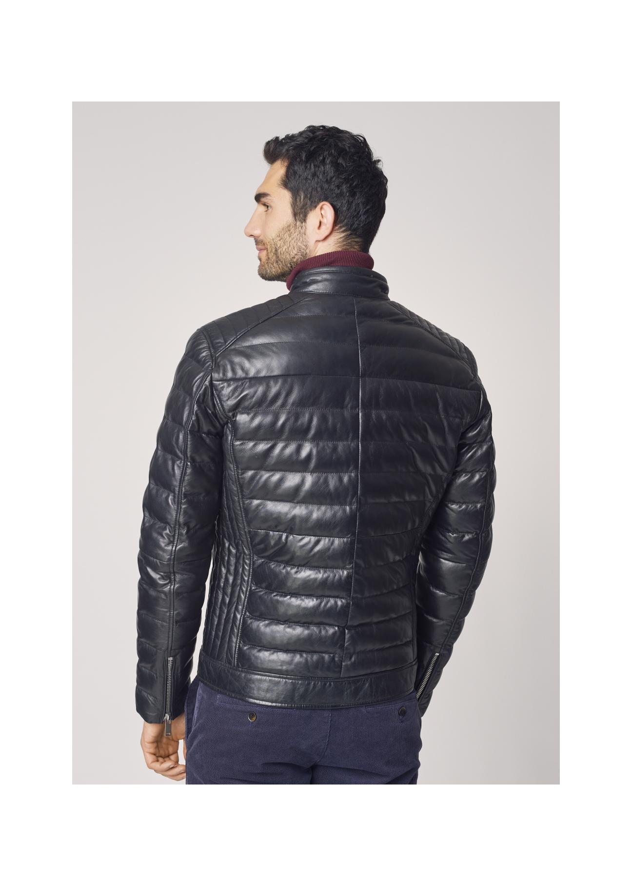 Men's quilted leather down jacket KURMS-0249-5480(Z24)-03