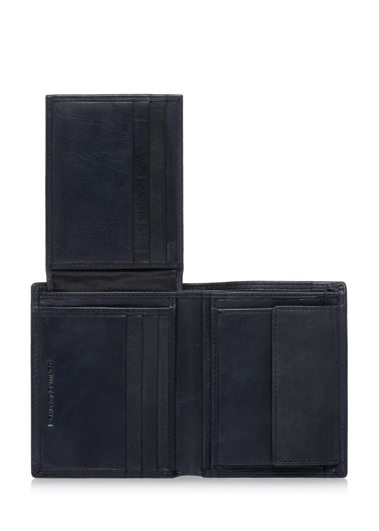 Men's navy blue leather wallet PORMS-0464A-69(W23)-04