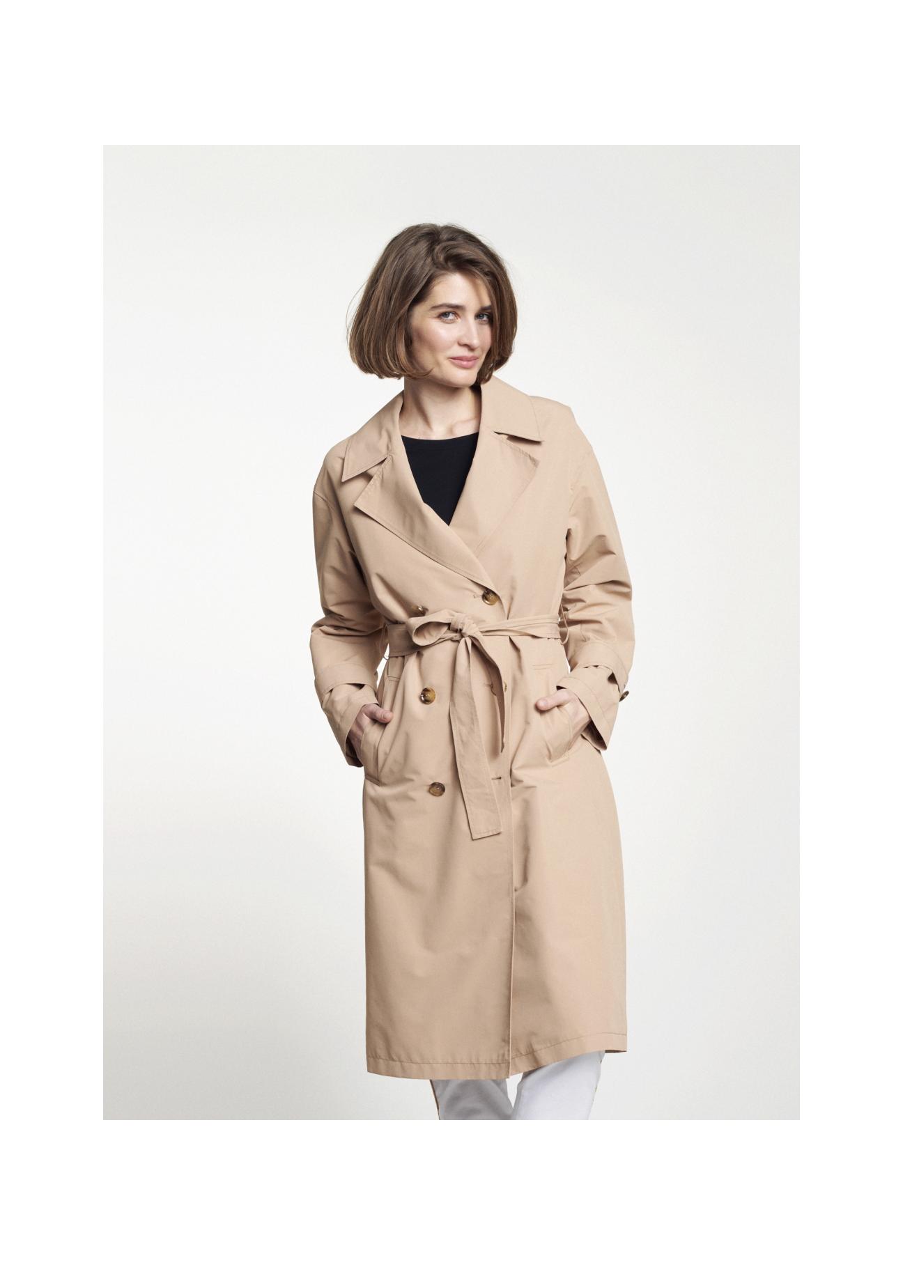 Classic beige women's coat KURDT-0292-81(W22)-02