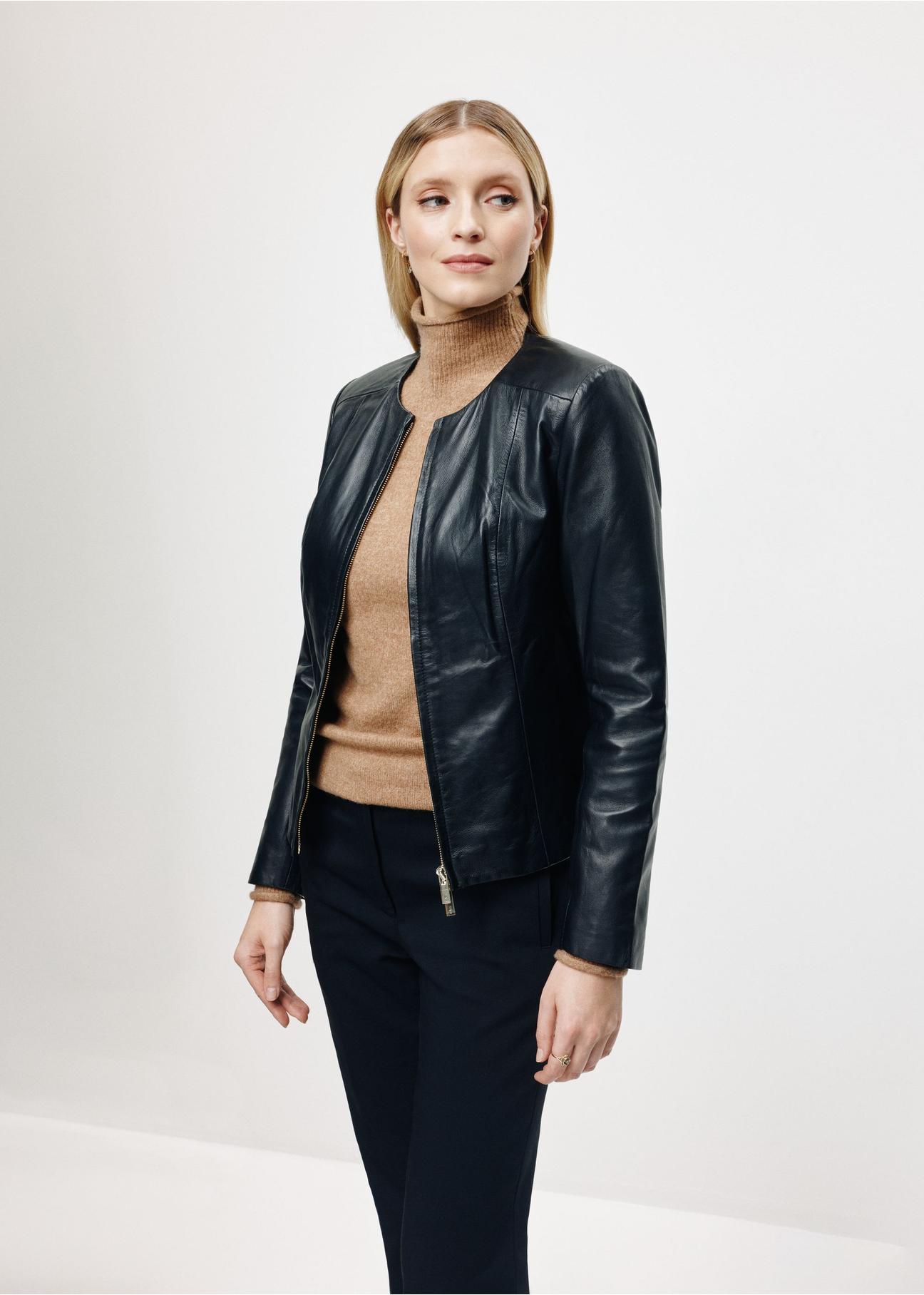 Women's waisted leather jacket KURDS-0209-4233(KS)