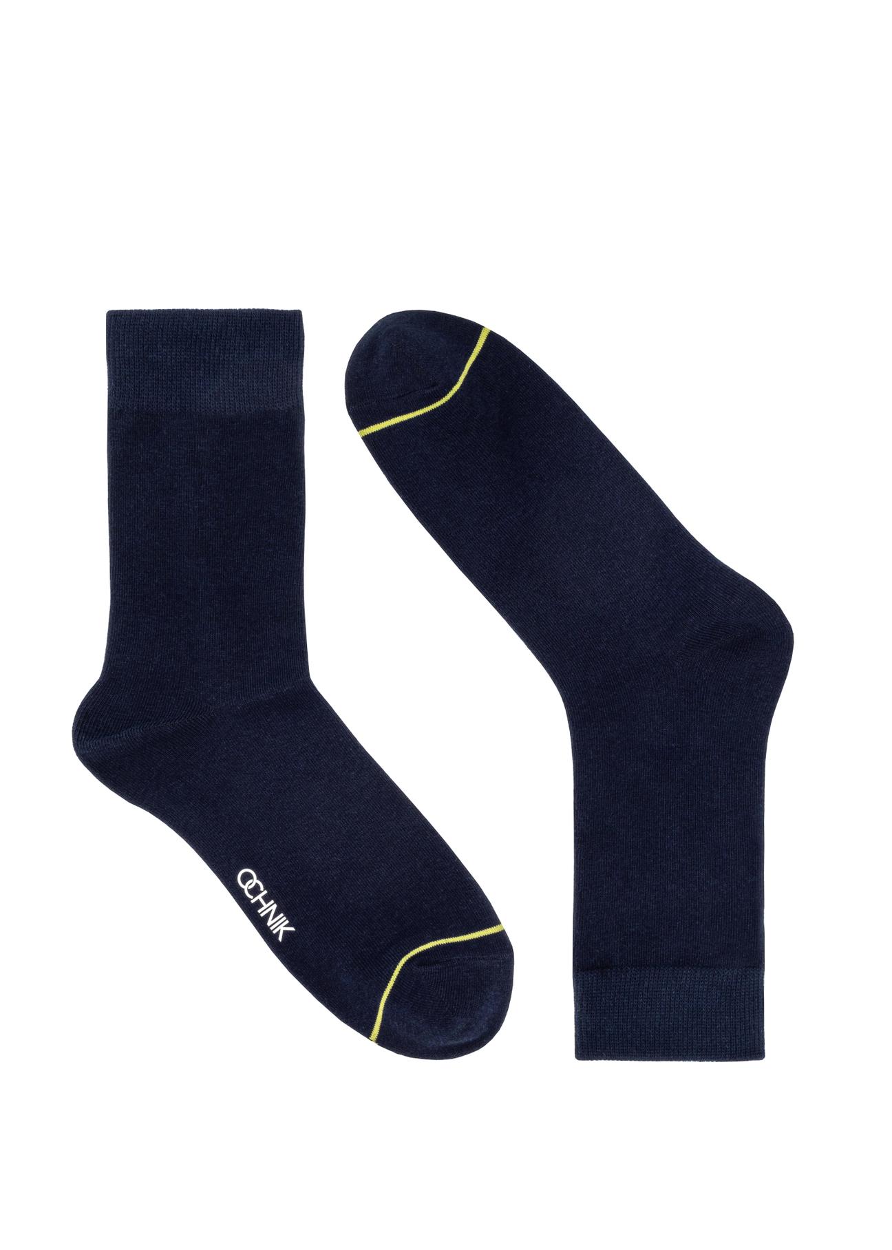 Navy blue men's long socks SKAMT-0186-69(W24)-01