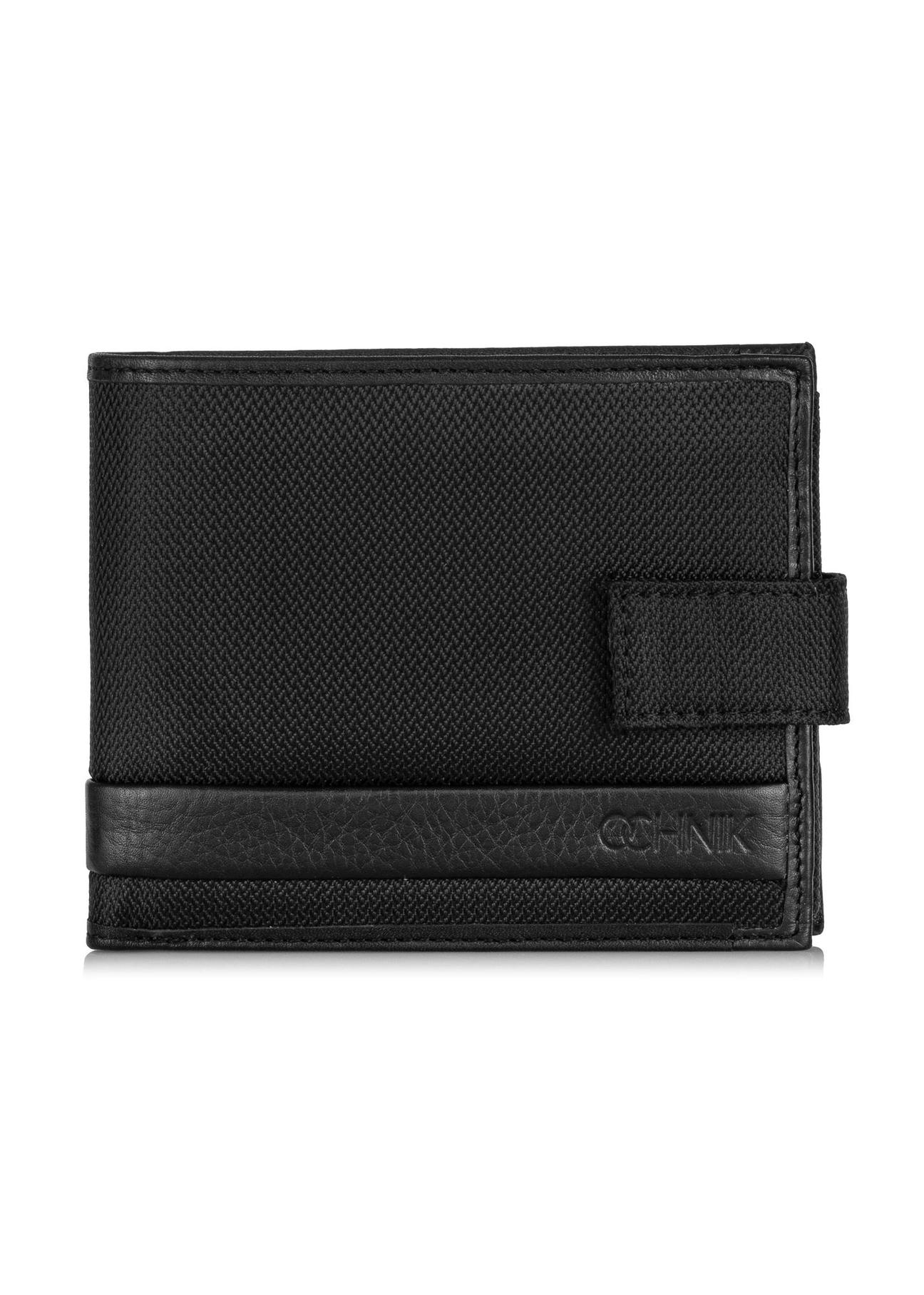 Black foldover clasp wallet for men PORMN-0016-99(Z23)-01