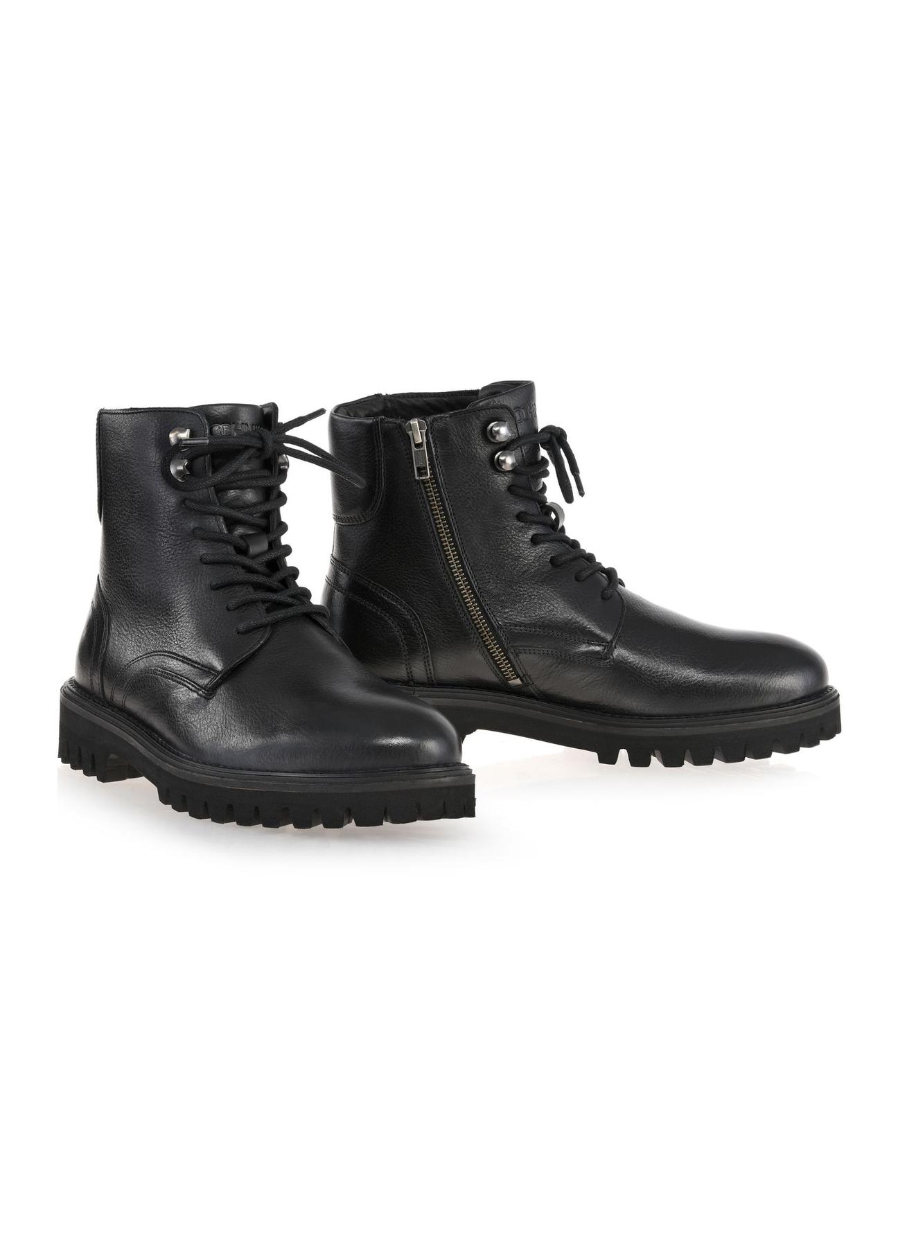 Black leather men's ankle boots BUTYM-0475-99(Z24)-04