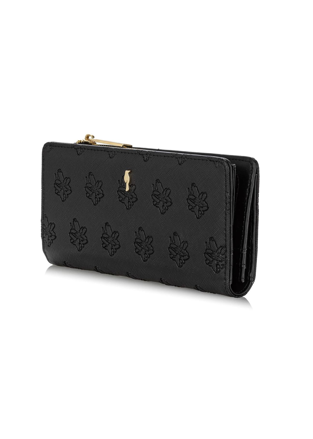 Large black ladies wallet with embossing POREC-0363-99(W24)-02