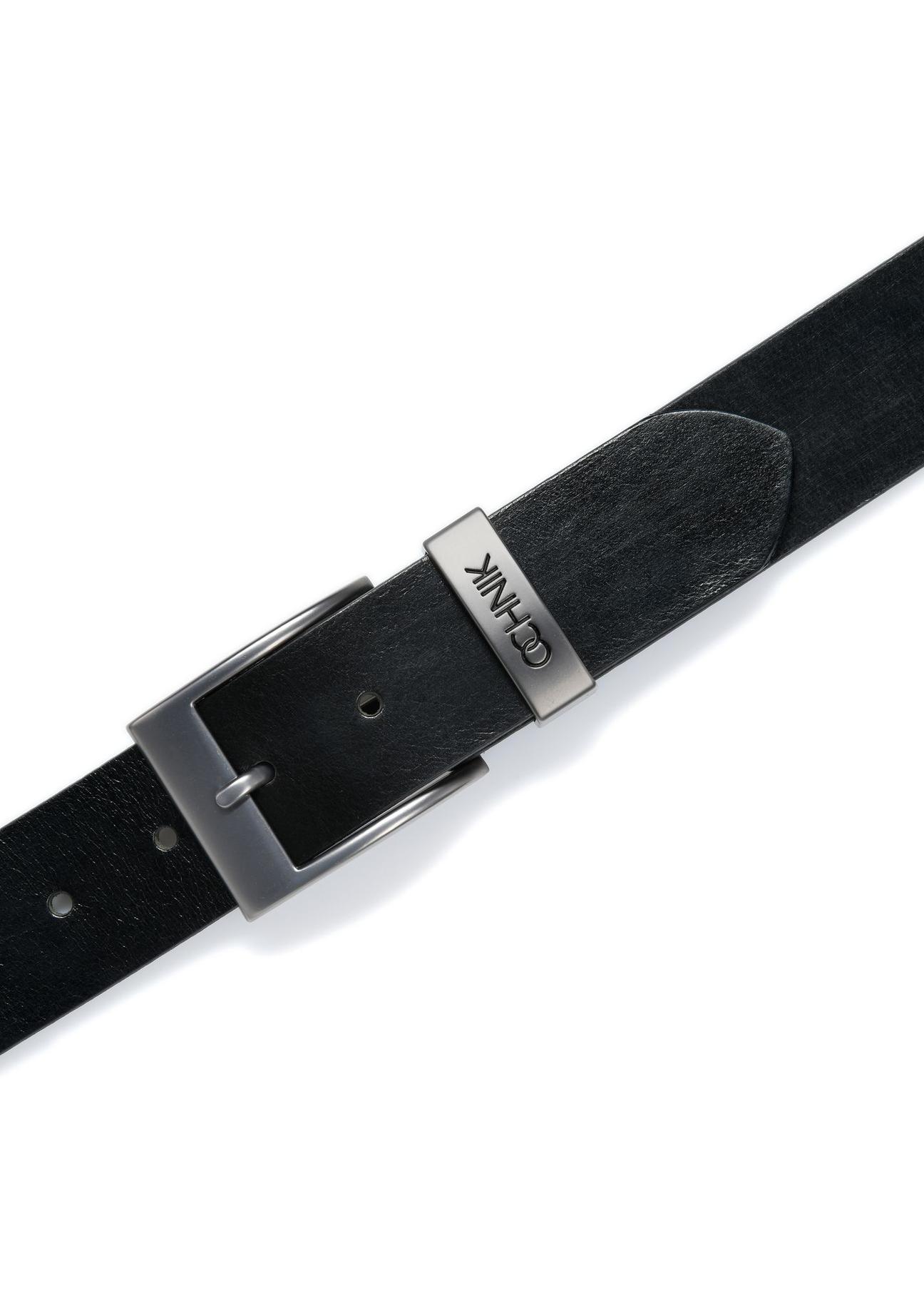 Leather black men's belt PASMS-0127C-98(Z24)-03