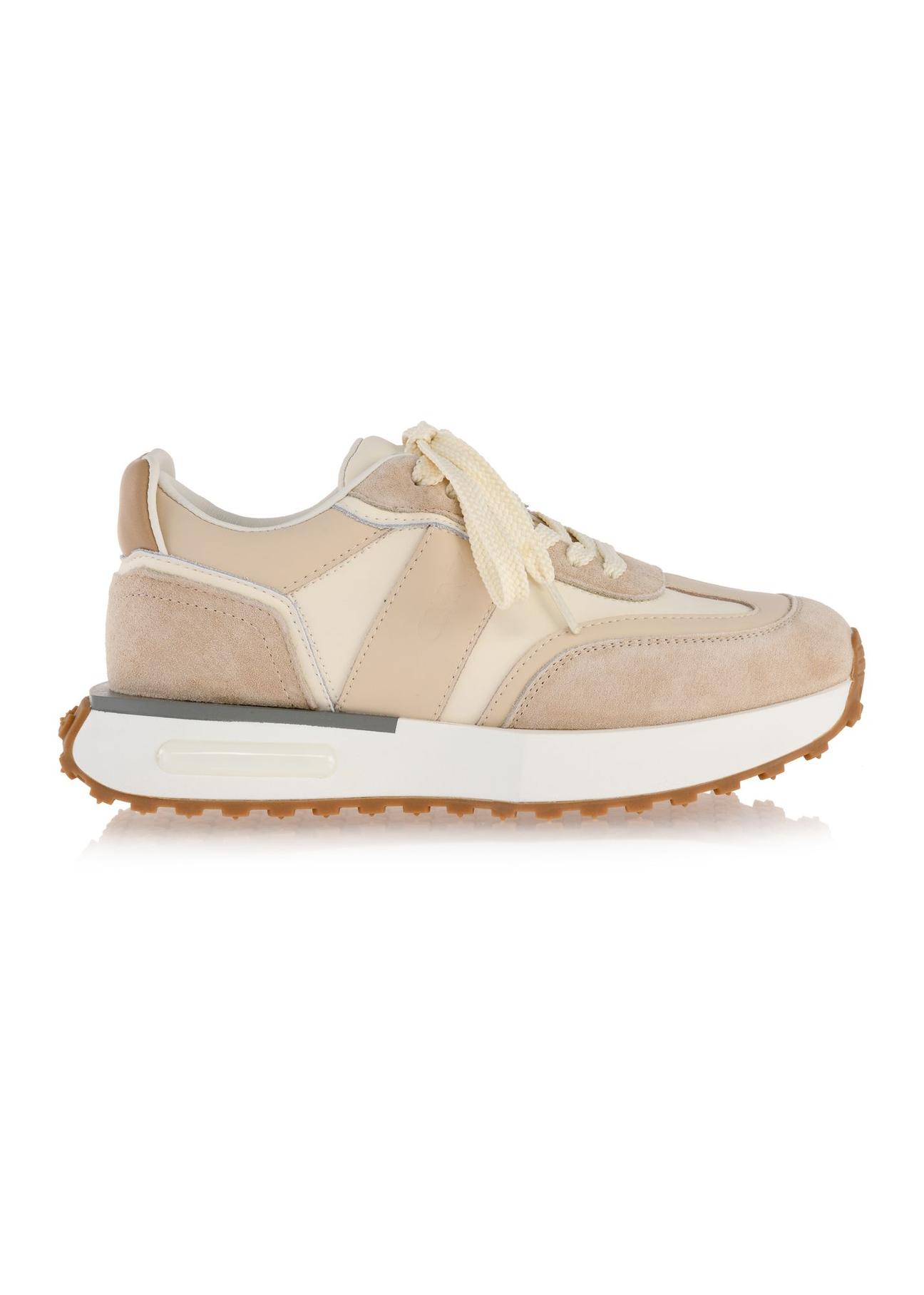 Beige women's leather sneakers BUTYD-1141-81(Z24)-03