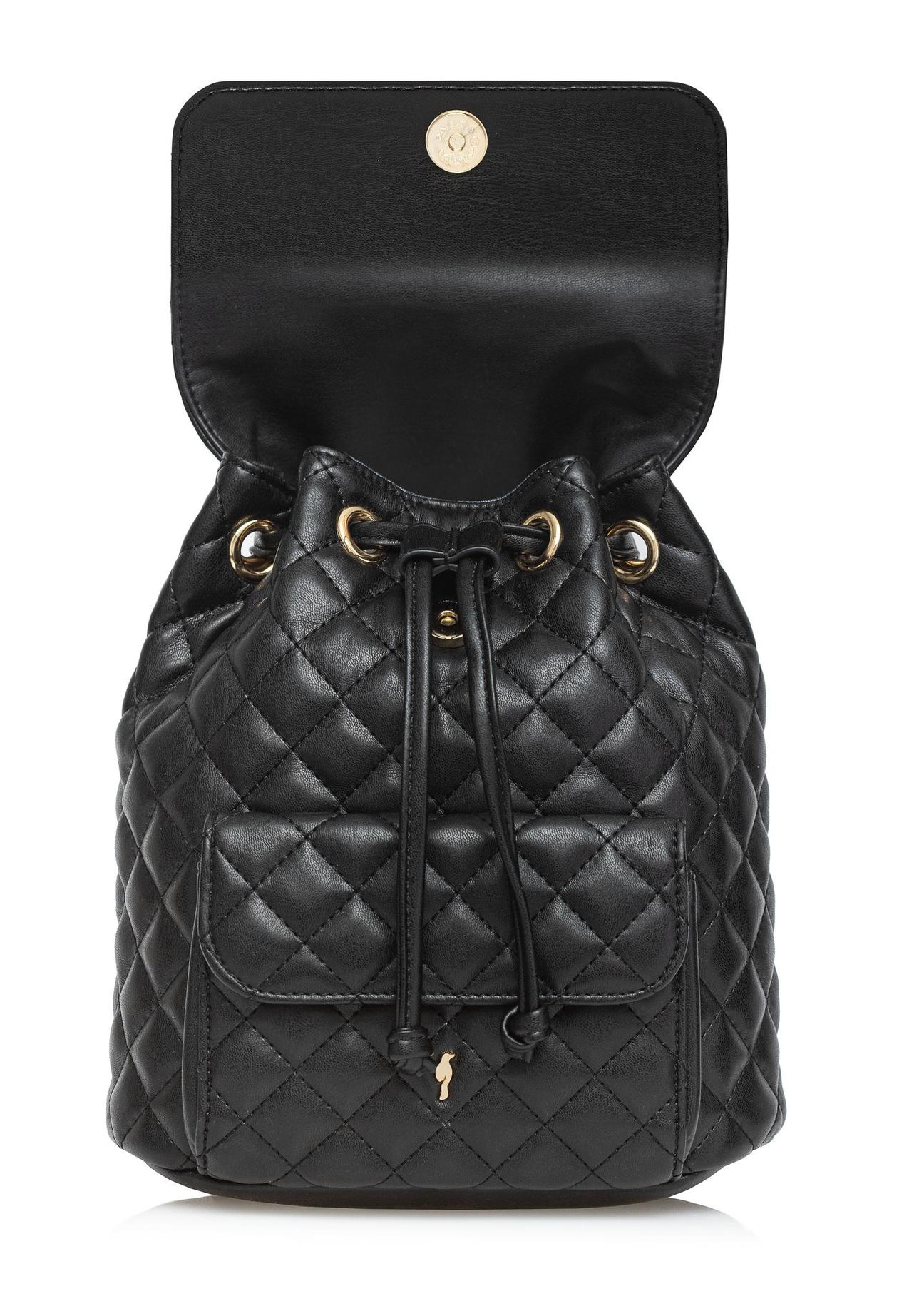 Black quilted women's backpack TOREC-0992-99(Z24)-05