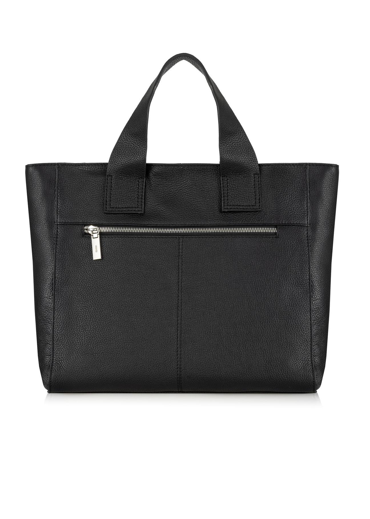 Black leather shopper bag TORES-0993-99(W24)-05