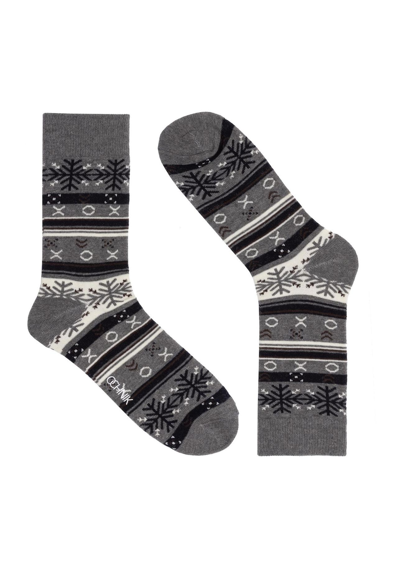 Men's grey Christmas socks SKAMT-0181-91(Z24)-01