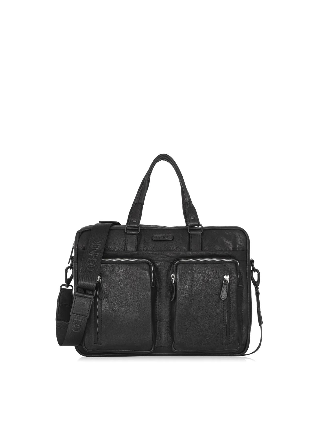 Black leather men's bag TORMS-0046N-99(Z24)-01