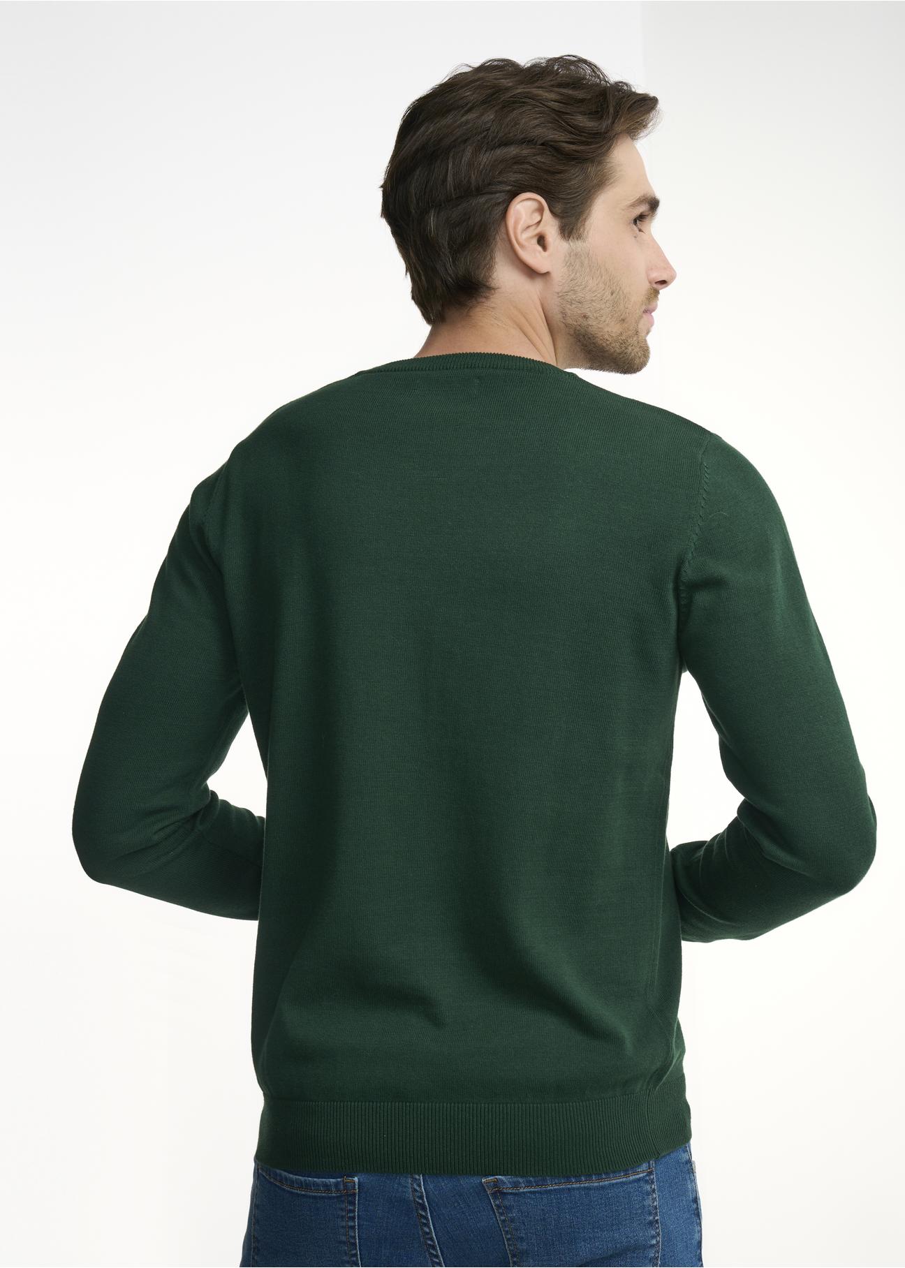 Green men's basic sweater SWEMT-0114-54(Z23)-02