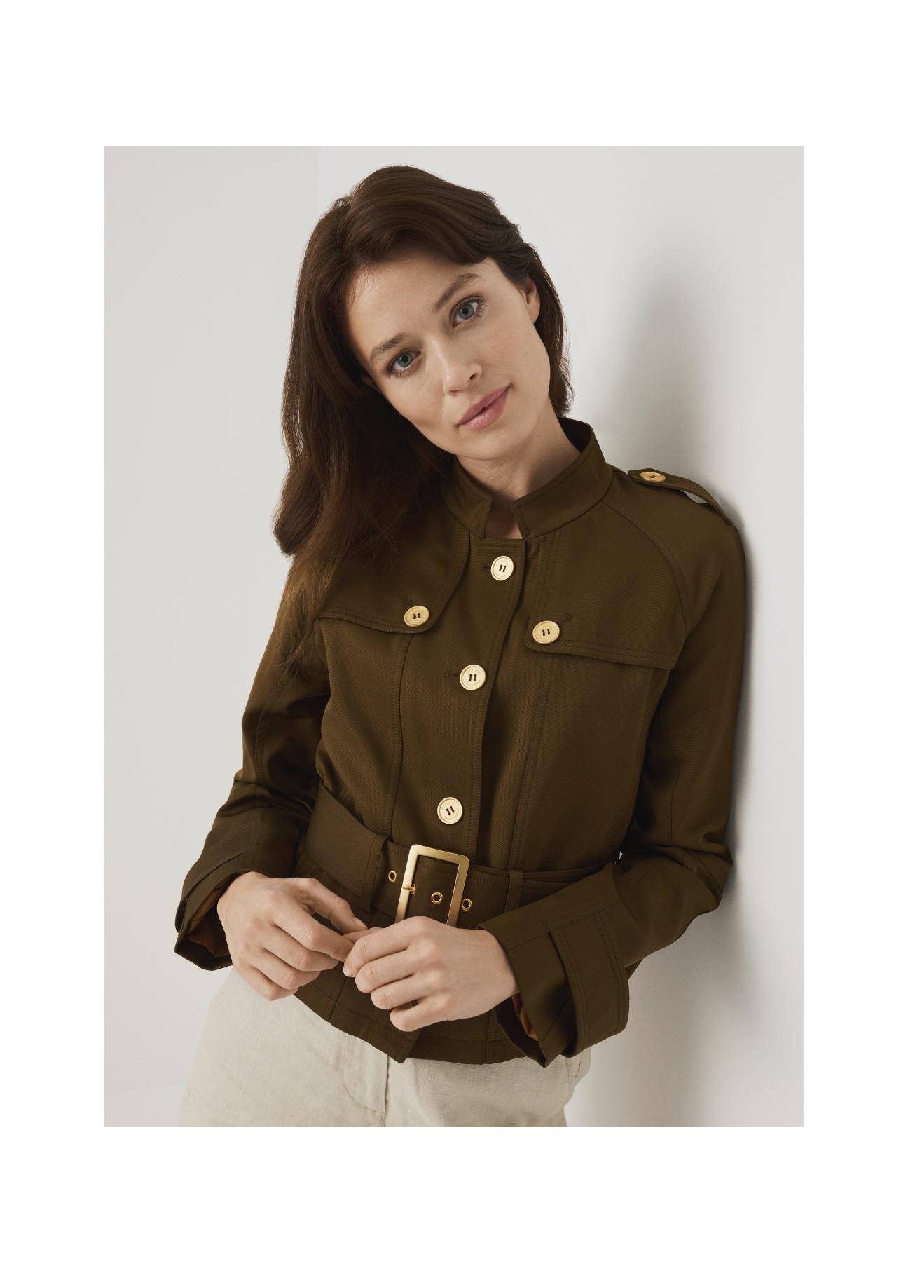 Women's short jacket with belt KURDT-0356-89(W22)-01