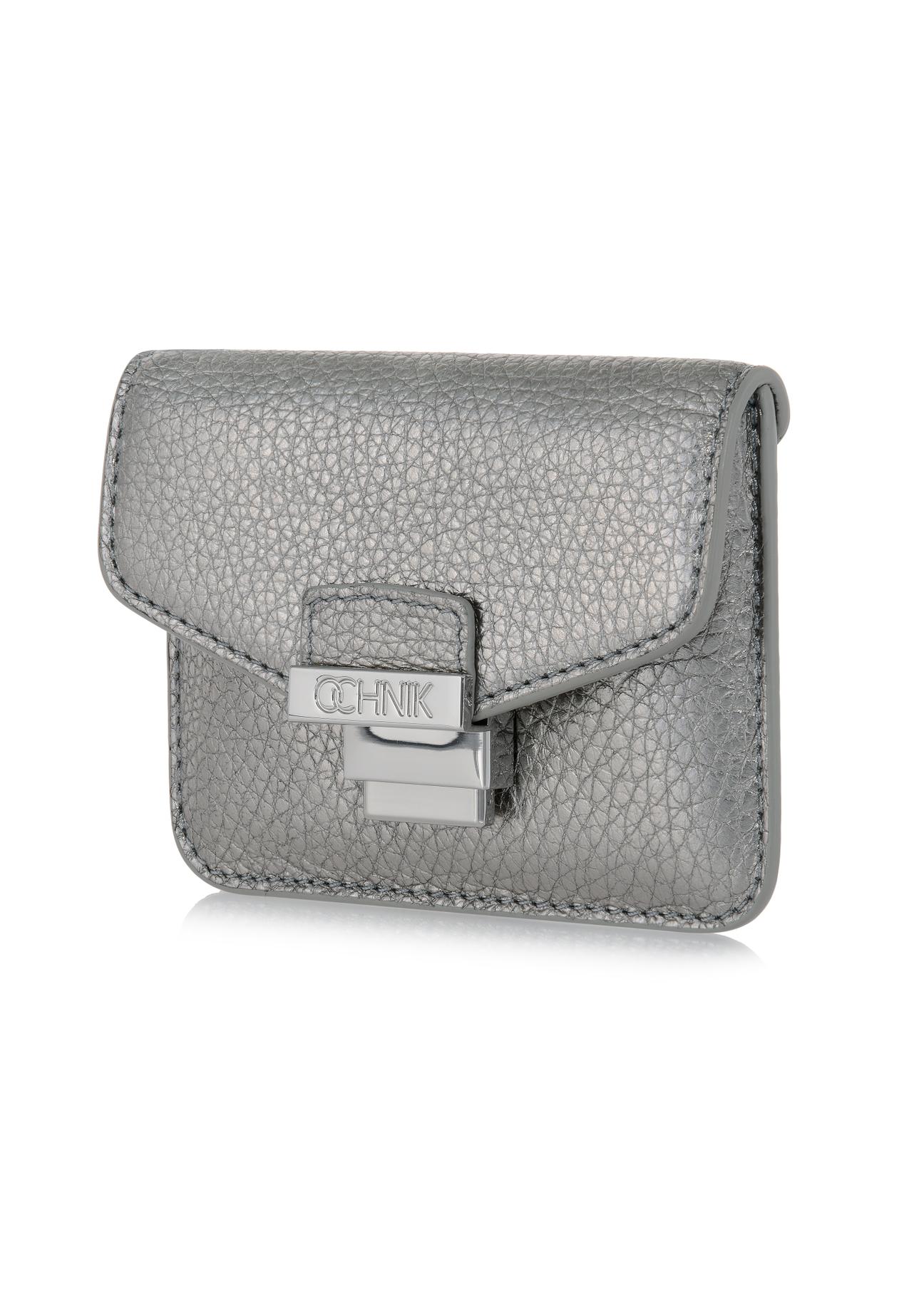 Silver leather card case PORES-0854-92(W23)-03