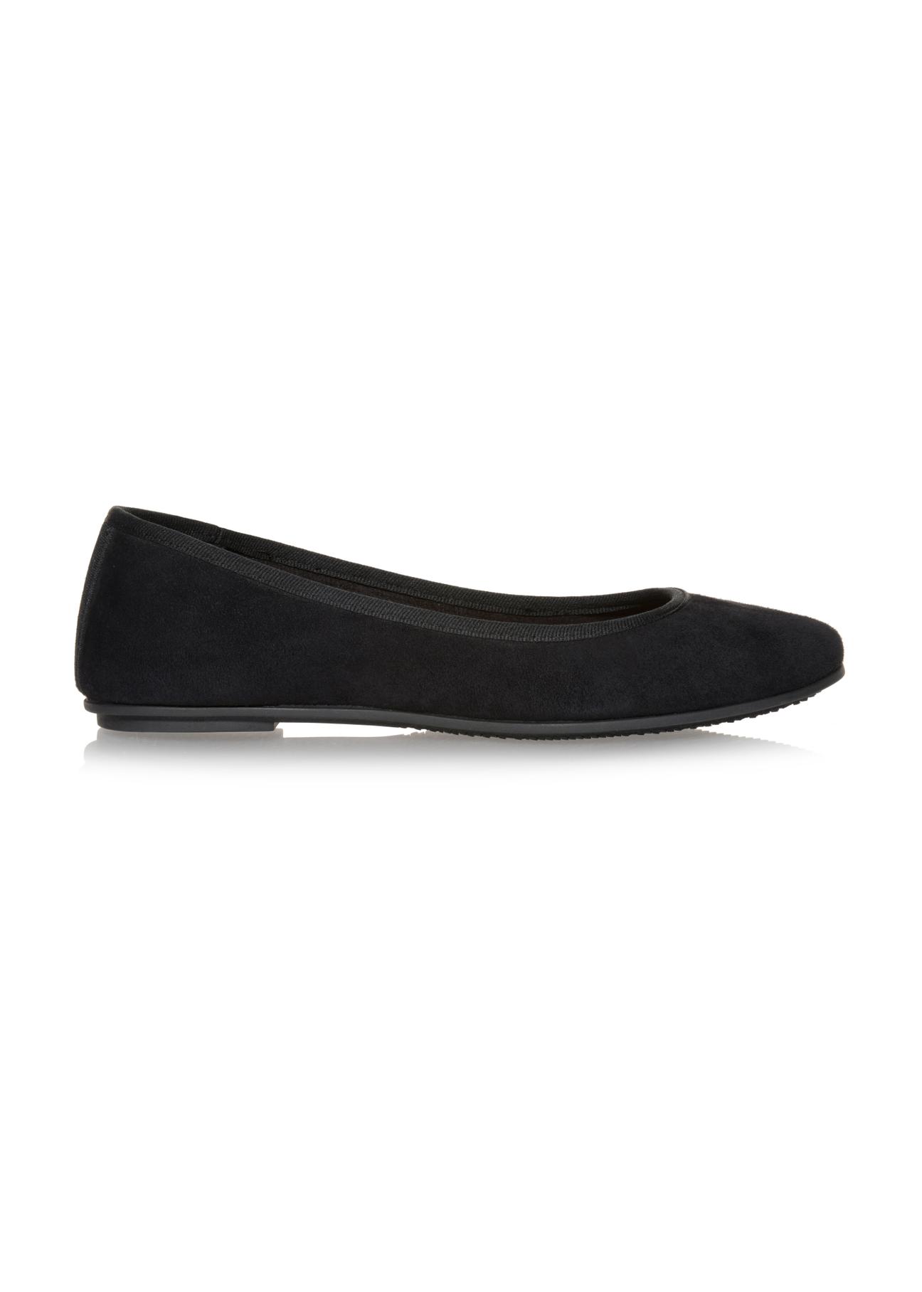 Women's black velour ballerinas BUTYD-0713A-99(W23)-01