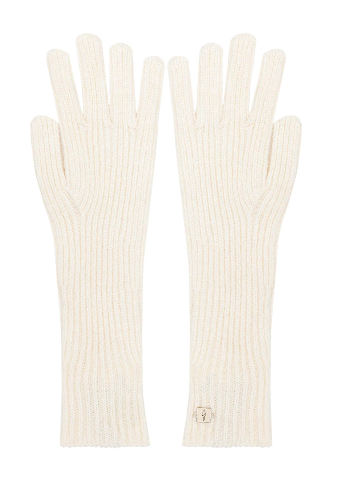 Long cream women's gloves REKDT-0030-80(Z24)-03