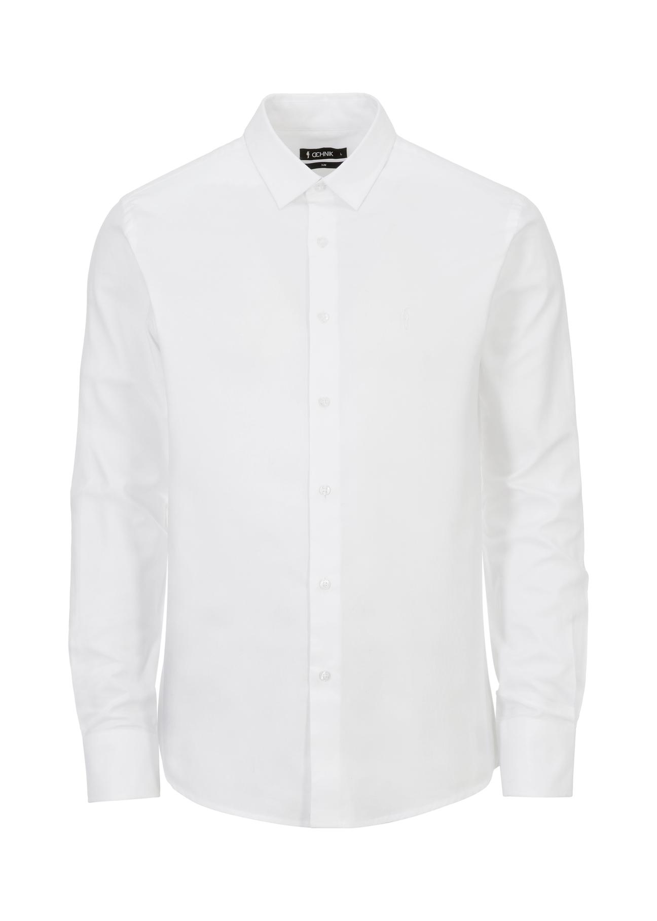 White men's slim shirt KOSMT-0302-11(Z24)-03