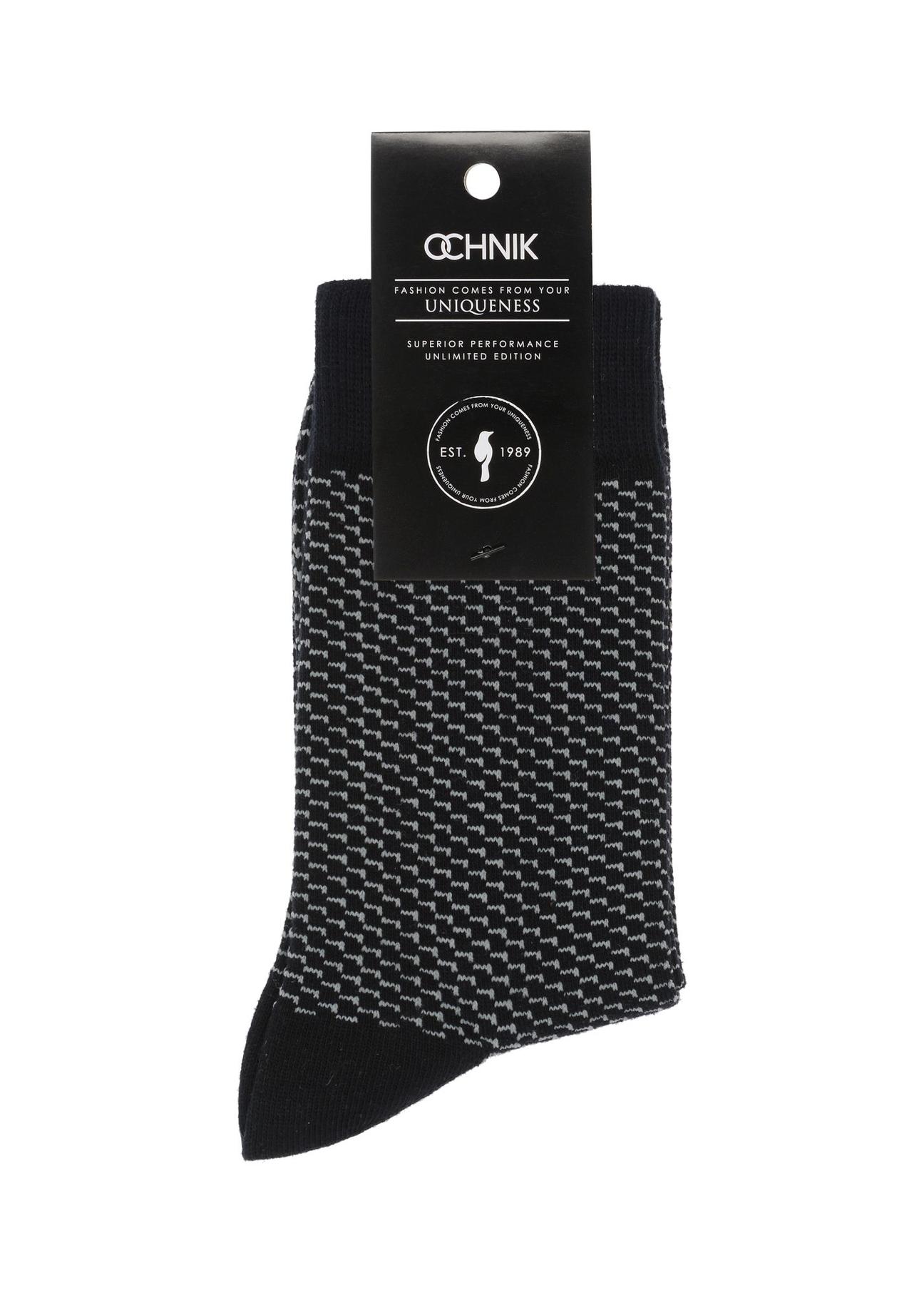 Long navy blue men's socks SKAMT-0163A-69(Z24)-02