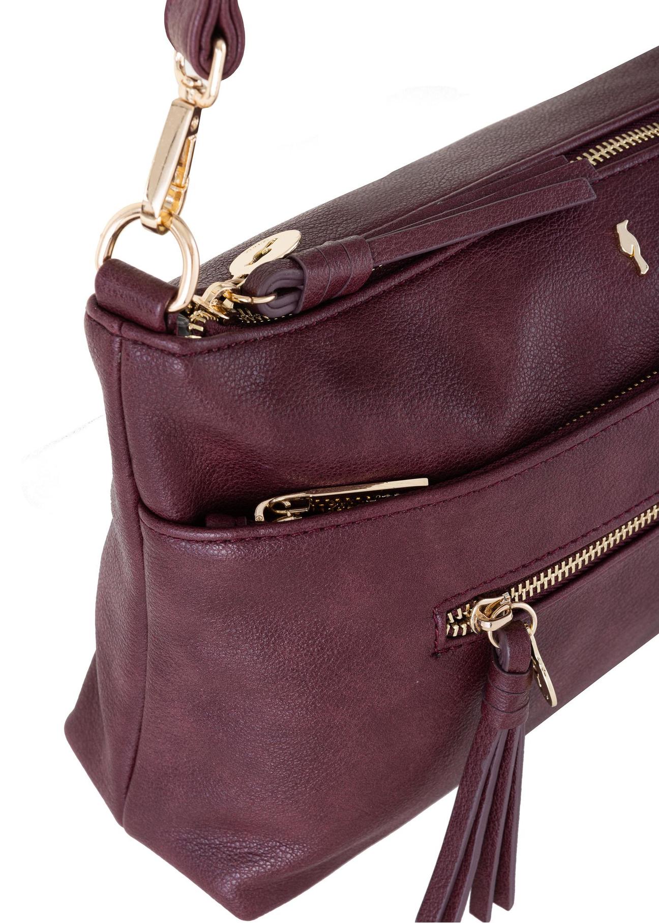 Maroon women's three-compartment handbag TOREC-0838-49(Z23)-06