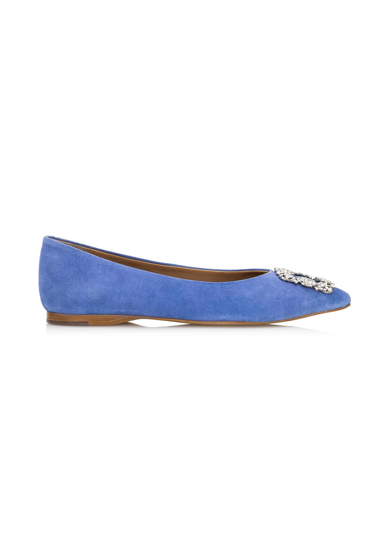 Blue women's ballerinas with buckle BUTYD-0990-61(W23)-01