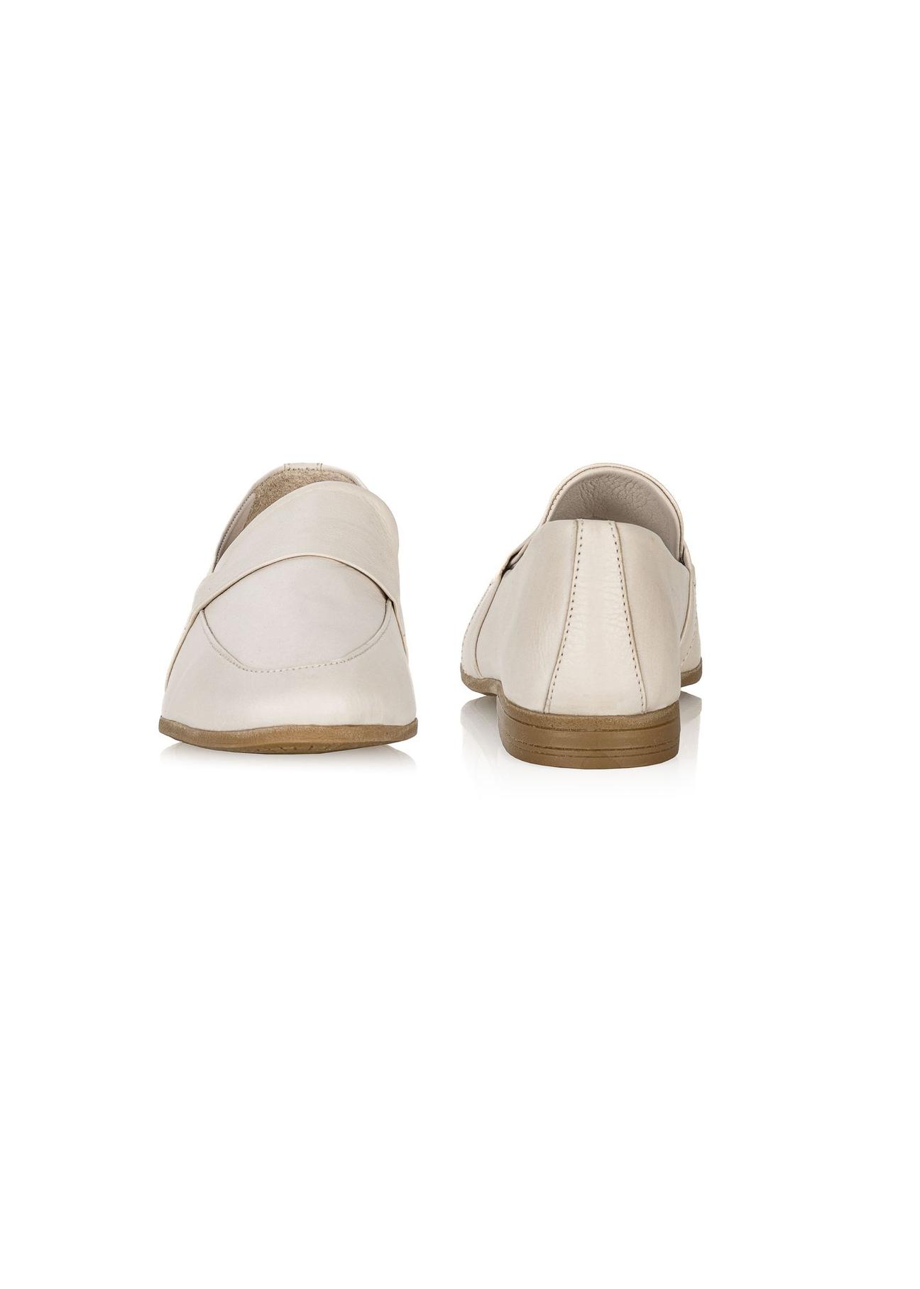 Women's cream leather moccasins BUTYD-1074-12(W24)-03