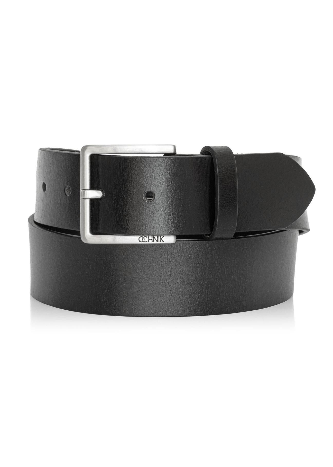 Black leather men's belt PASMS-0257-99(Z24)-01