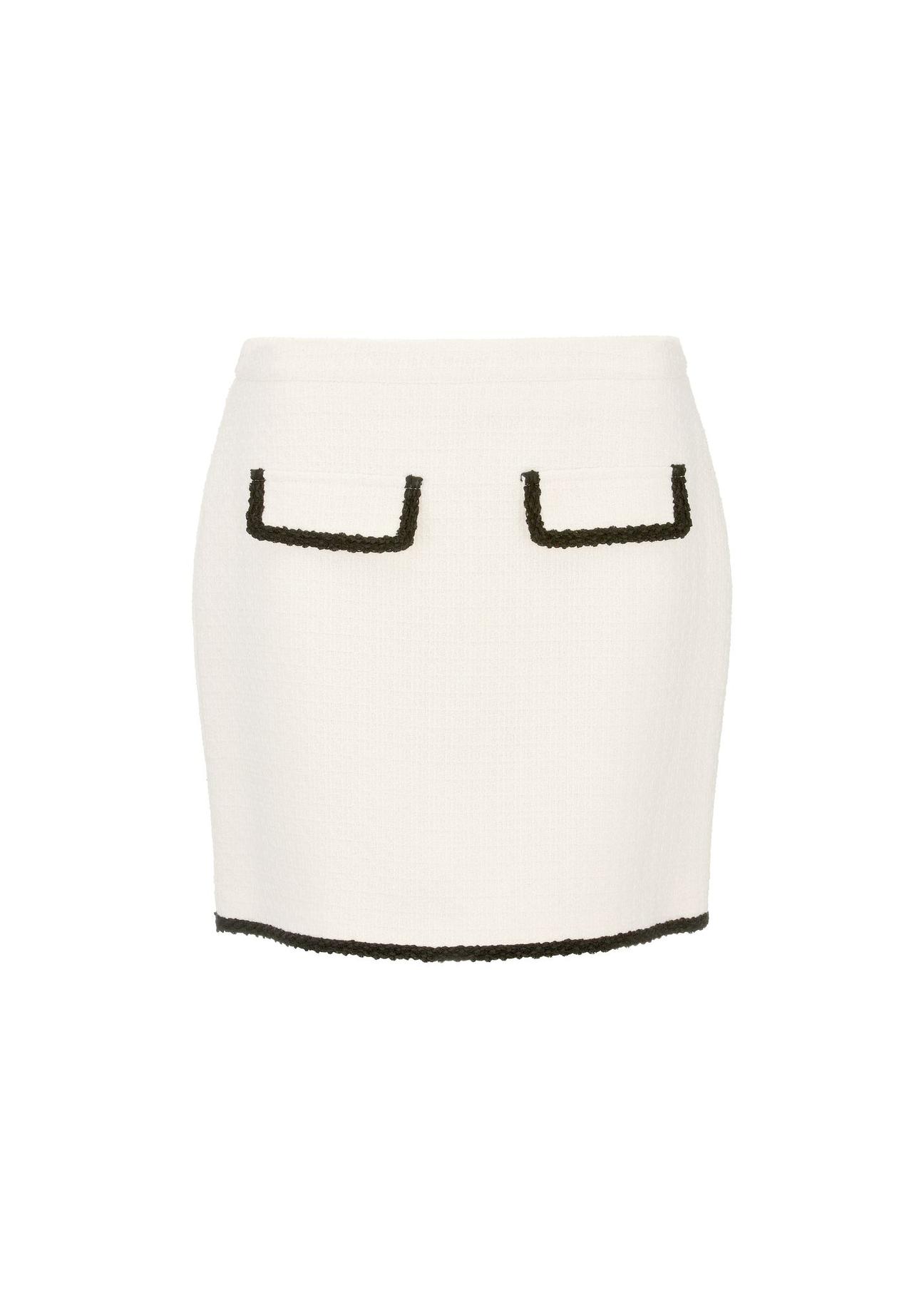 Cream cotton mini skirt SPCDT-0086-12(W24)-04