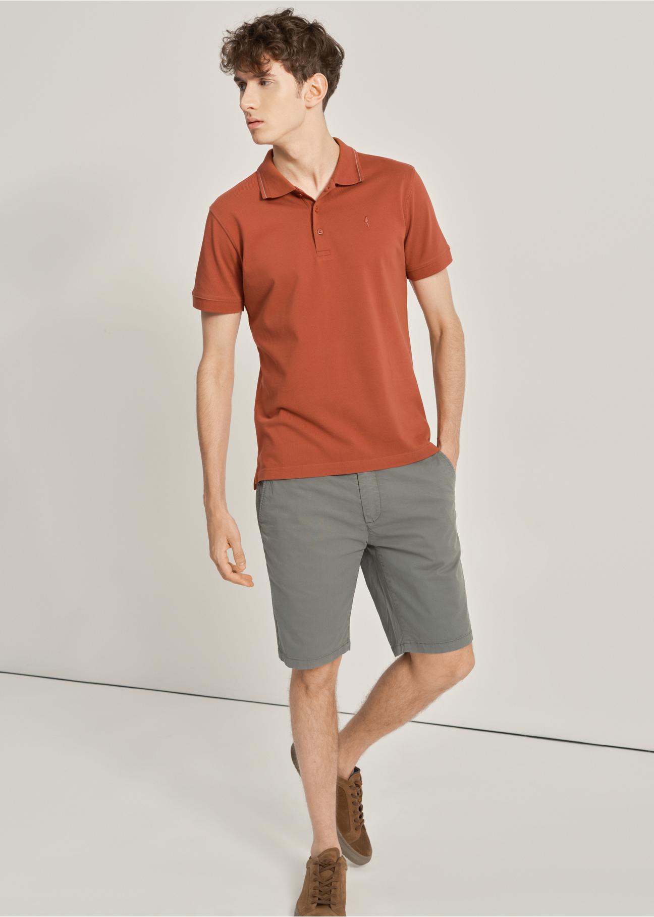 Red polo shirt with logo POLMT-0056-49(W23)-02