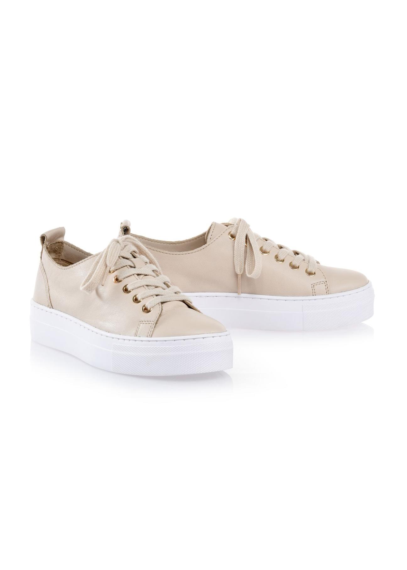 Women's tall beige leather sneakers BUTYD-1062-81(W24)-02