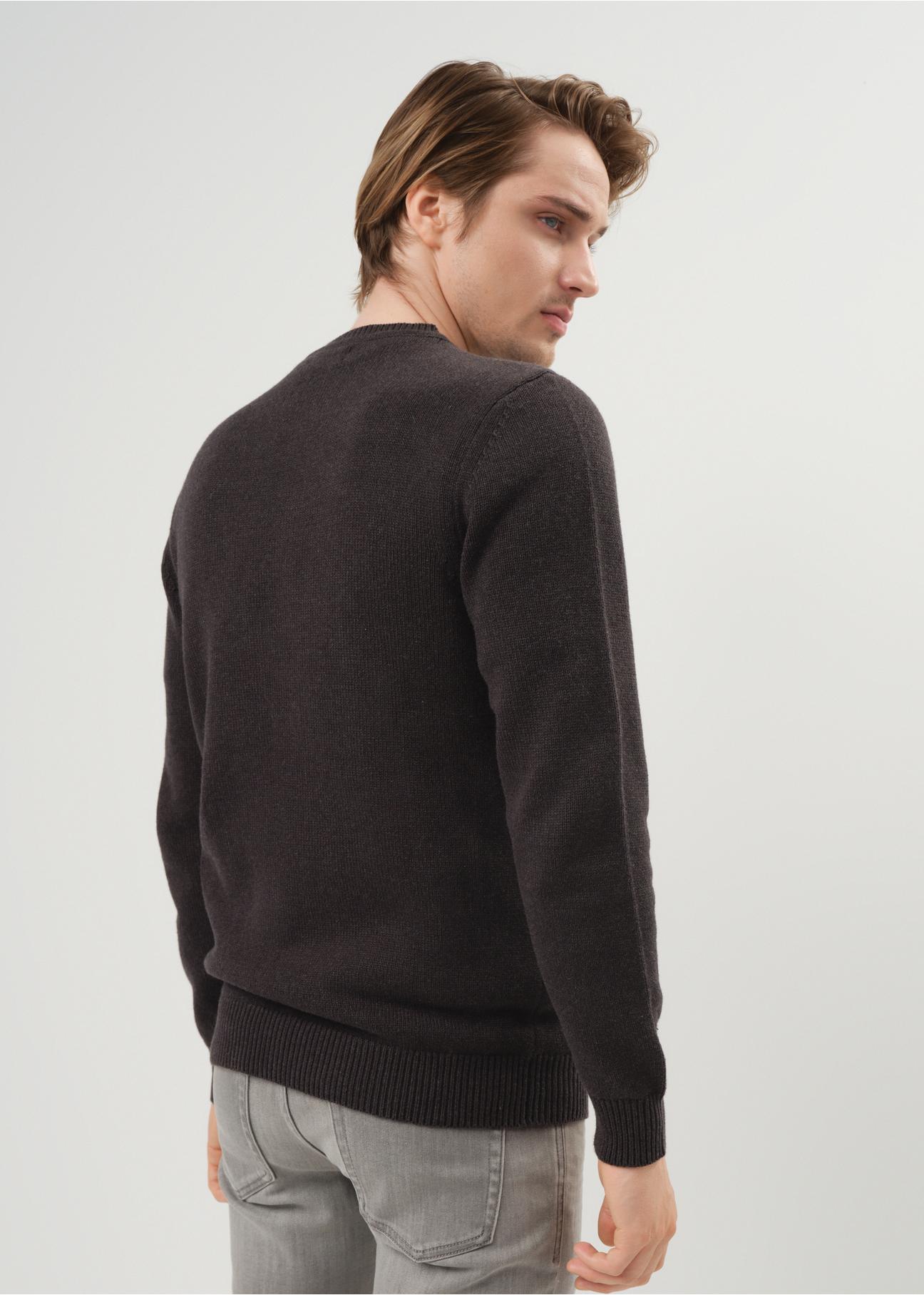 Dark grey men's sweater with embroidered logo SWEMT-0138-91(Z23)-03