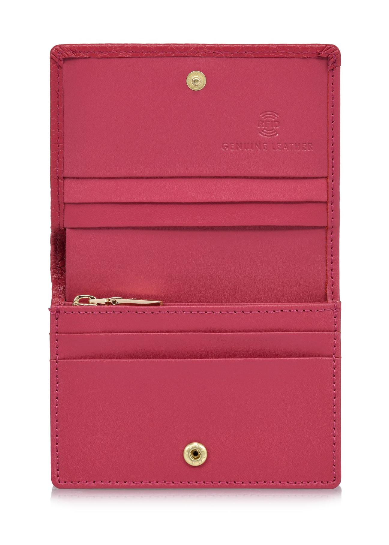 Pink leather women's wallet with RFID protection PORES-0807RFID-34(W24)-04