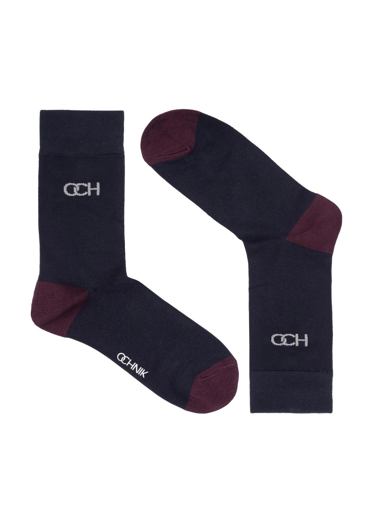 Long navy blue men's socks SKAMT-0155A-69(Z24)-01