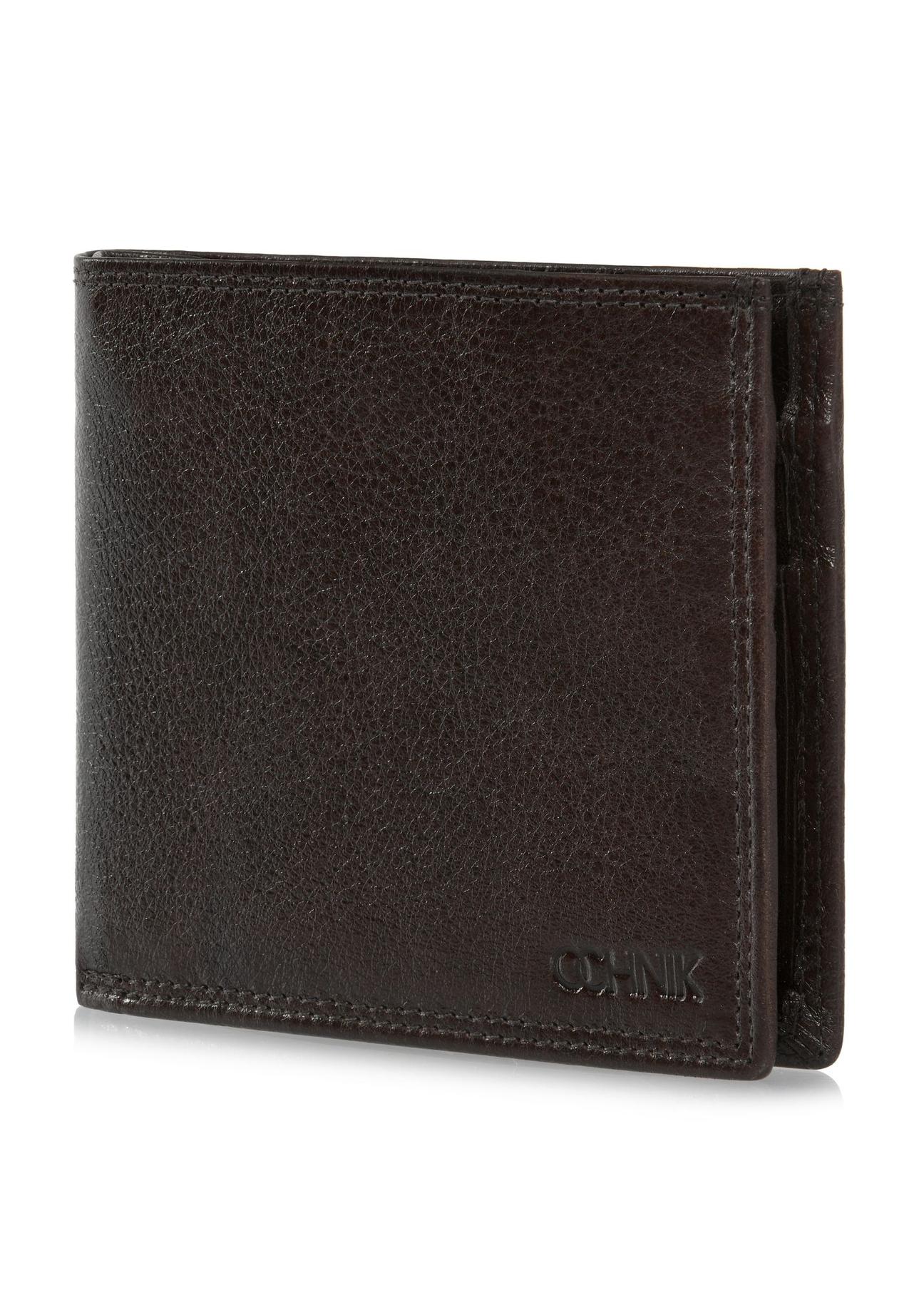 Unbuttoned brown leather men's wallet PORMS-0551-89(W24)-03