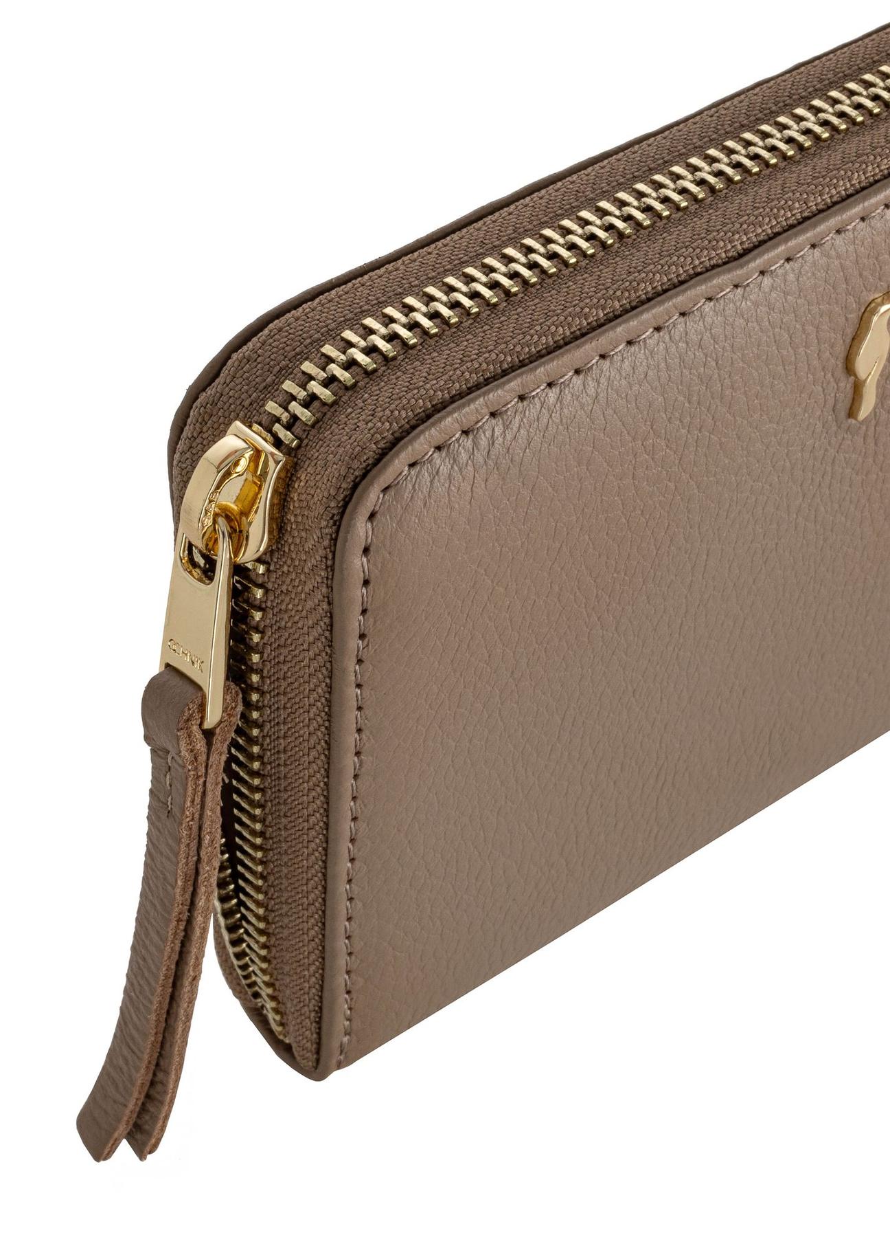 Women's beige leather wallet PORES-0812A-82(W24)-06