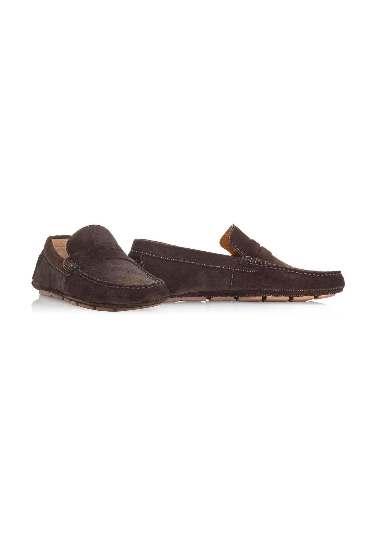 Brown leather men's moccasins BUTYM-0429-90(W24)-02