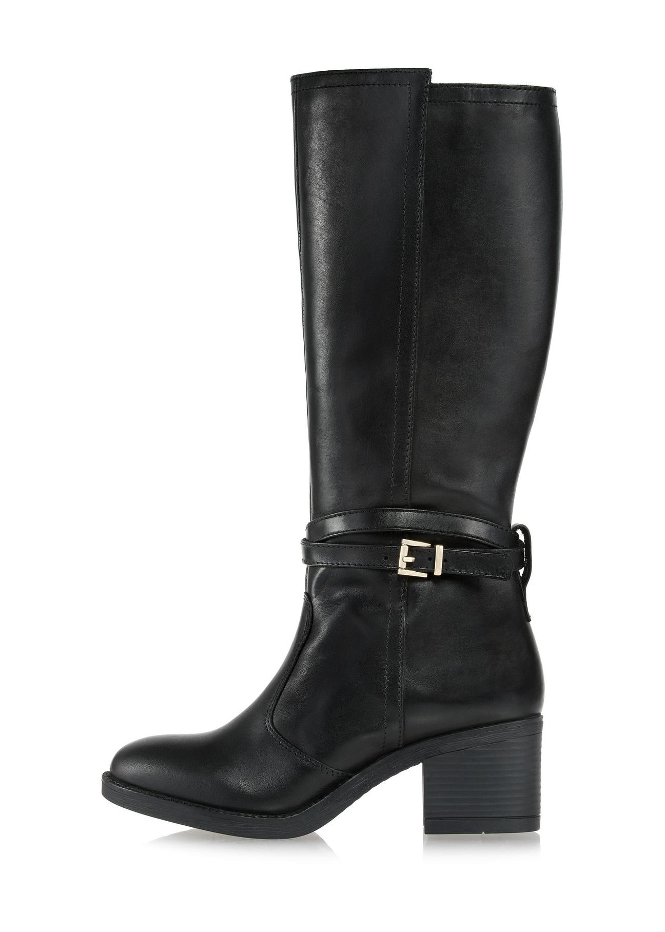 Black leather women's high-heeled boots BUTYD-1088-99(Z24)-03