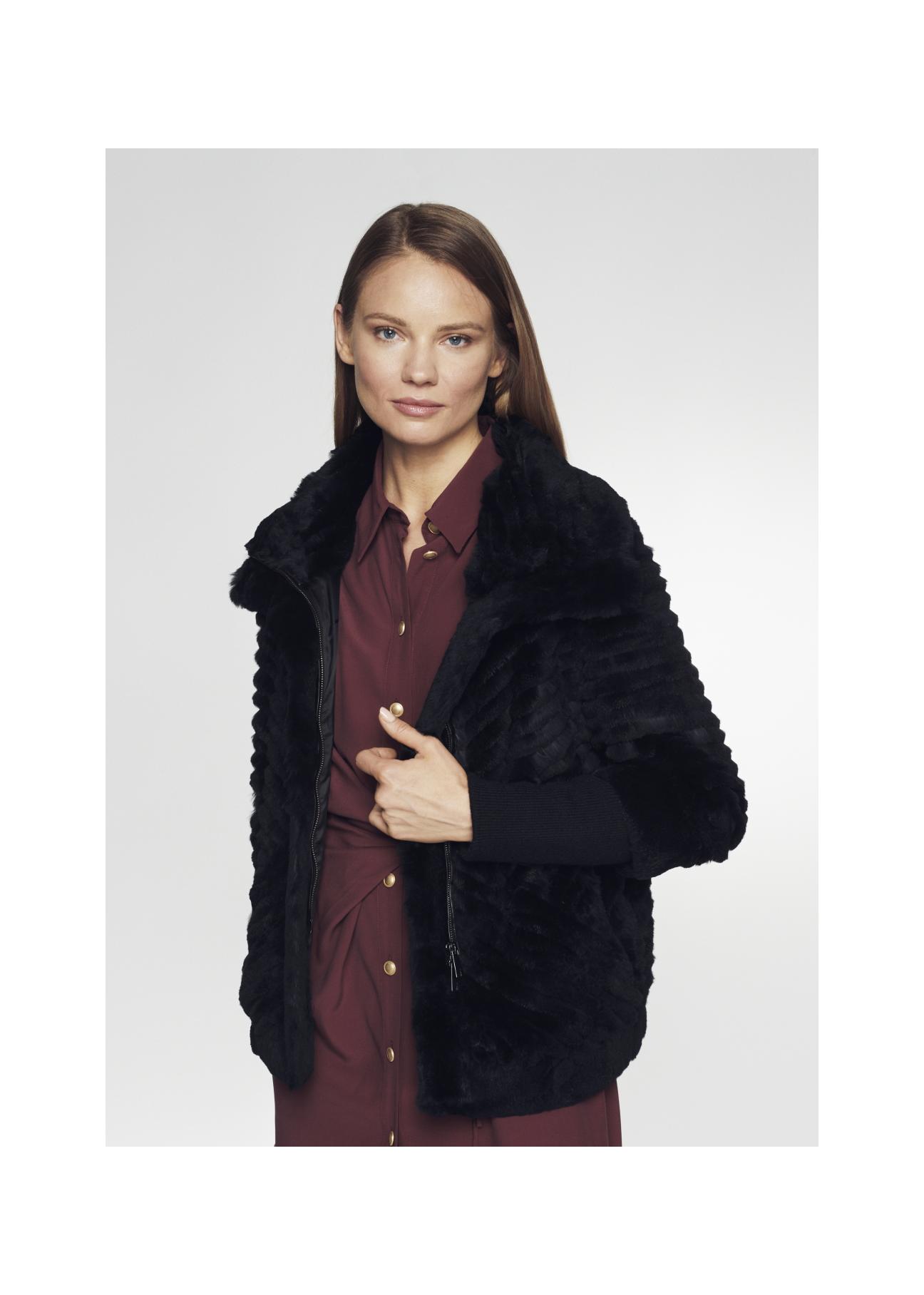 Women's short fur coat with stand-up collar FUTDF-0082-5501(Z21)-05