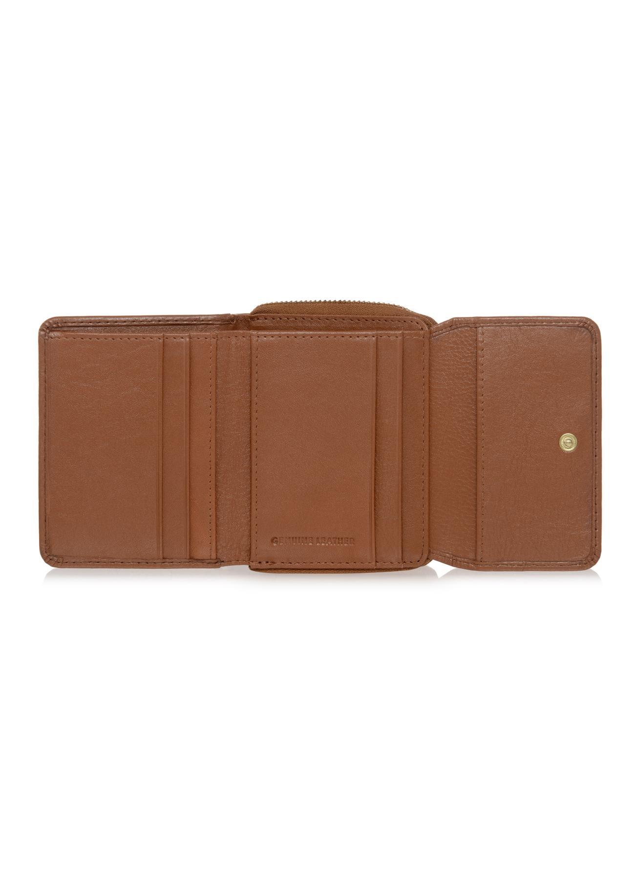 Women's small brown leather wallet PORES-0849-79(W23)-04