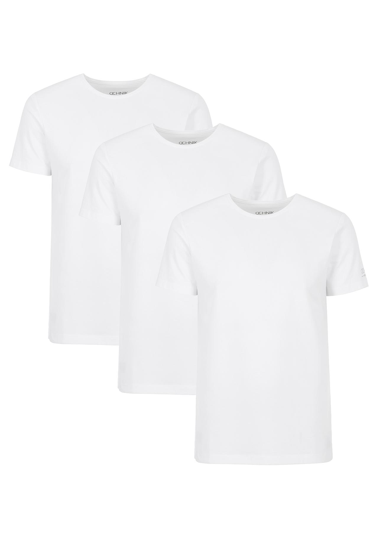 Tri-pack of white men's basic T-shirts ZESMT-0040-11(KS)-01