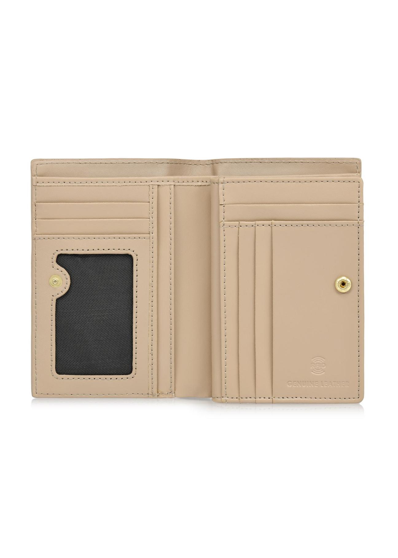 Women's beige leather wallet with RFID protection PORES-0805RFID-82(W24)-04