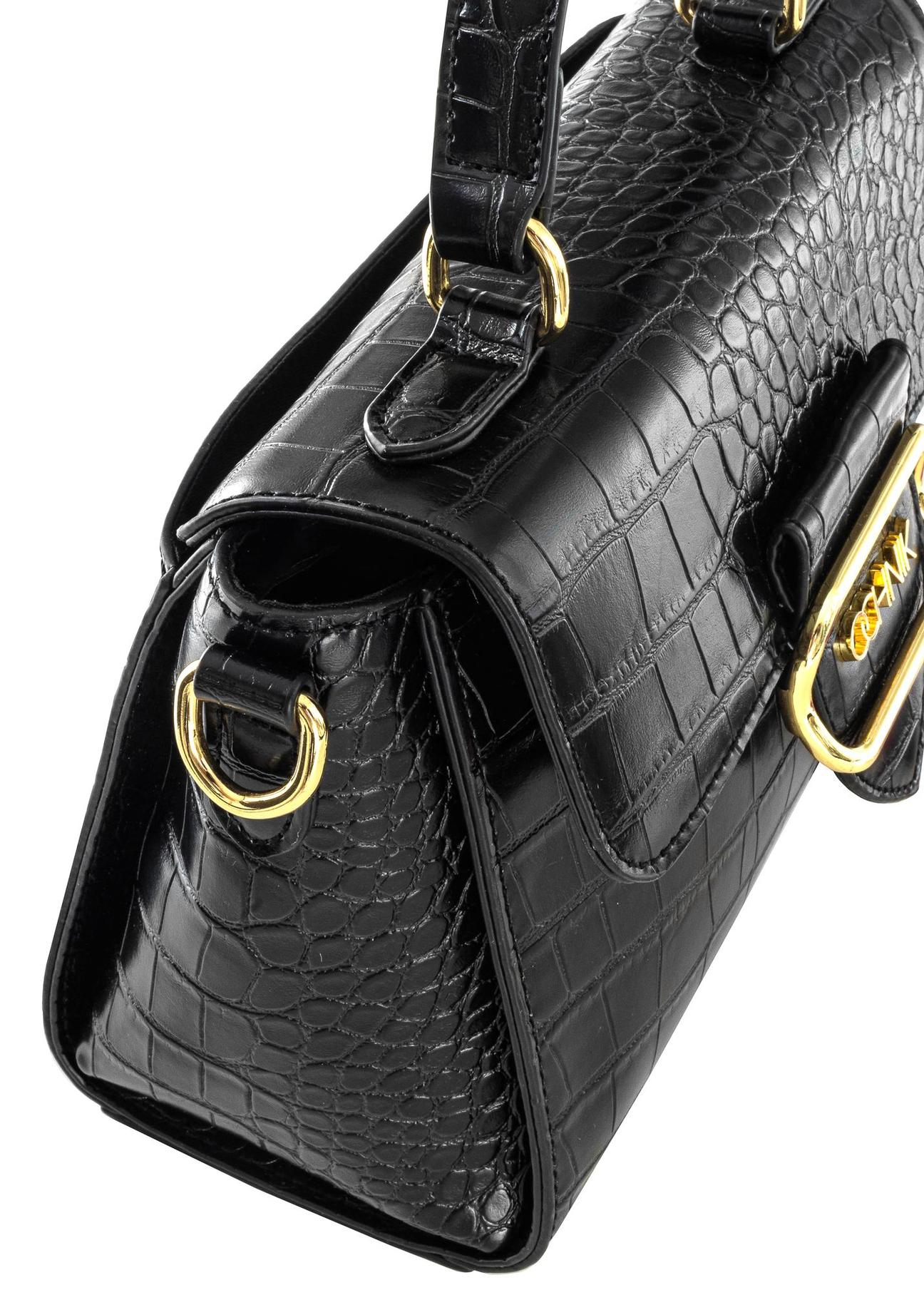 Black small women's handbag with a croco motif TOREC-0962-97(Z24)