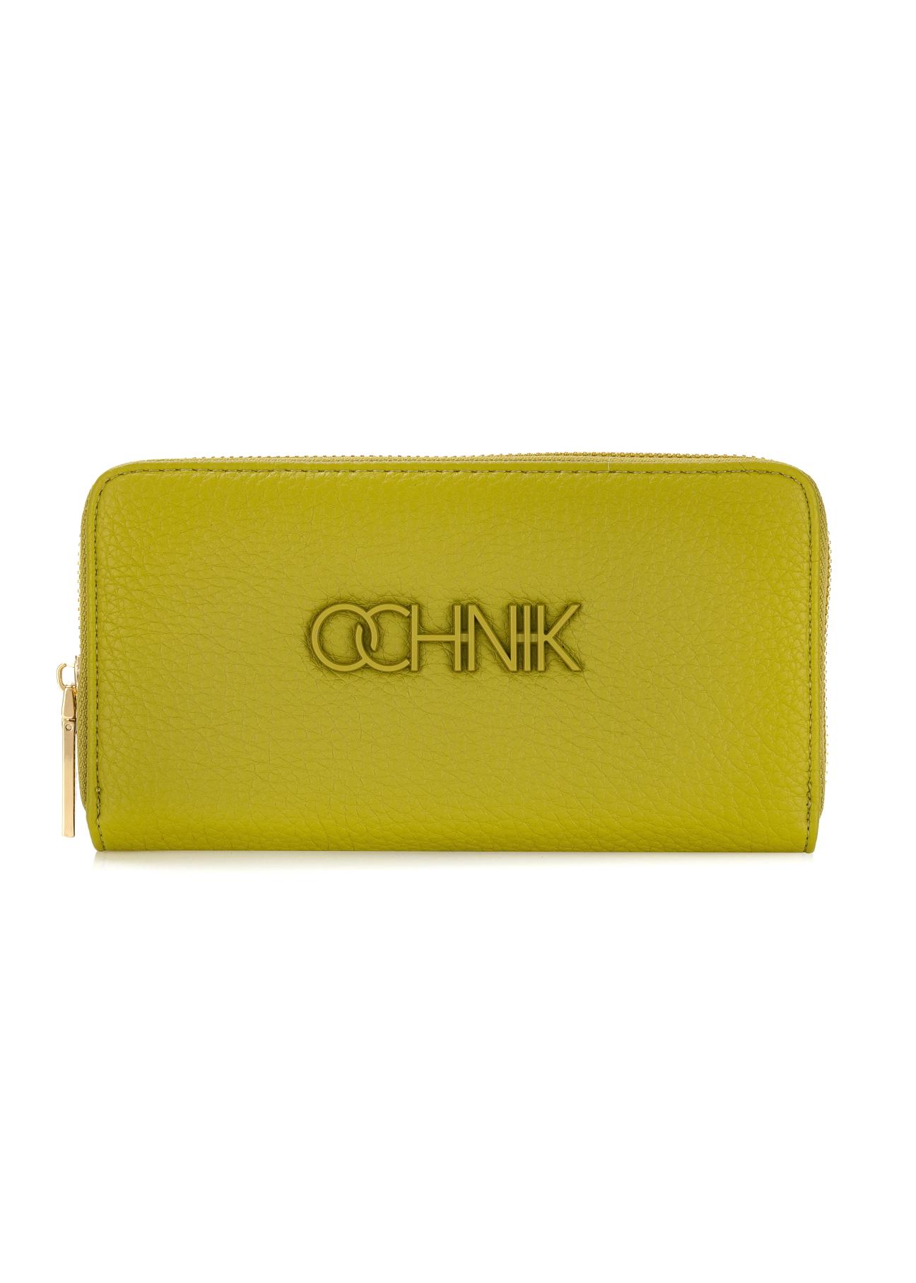 Large lime green women's wallet with logo POREC-0377-84(W24)-01