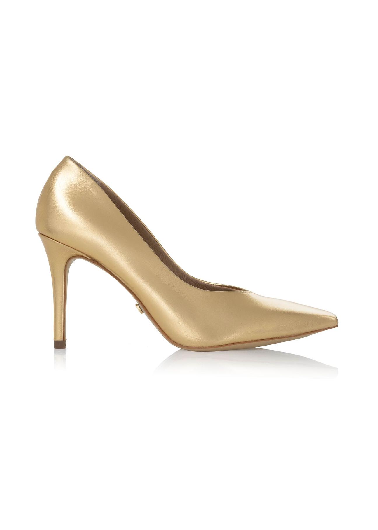 Women's gold leather stilettos BUTYD-0710-28(W24)-01