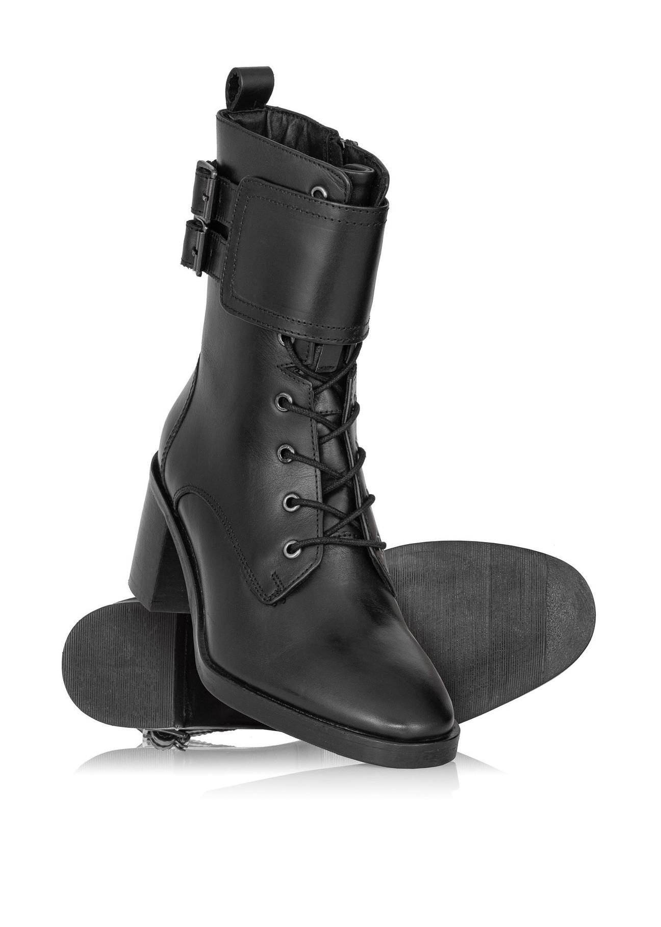 Women's black leather boots BUTYD-1028-99(Z23)-04