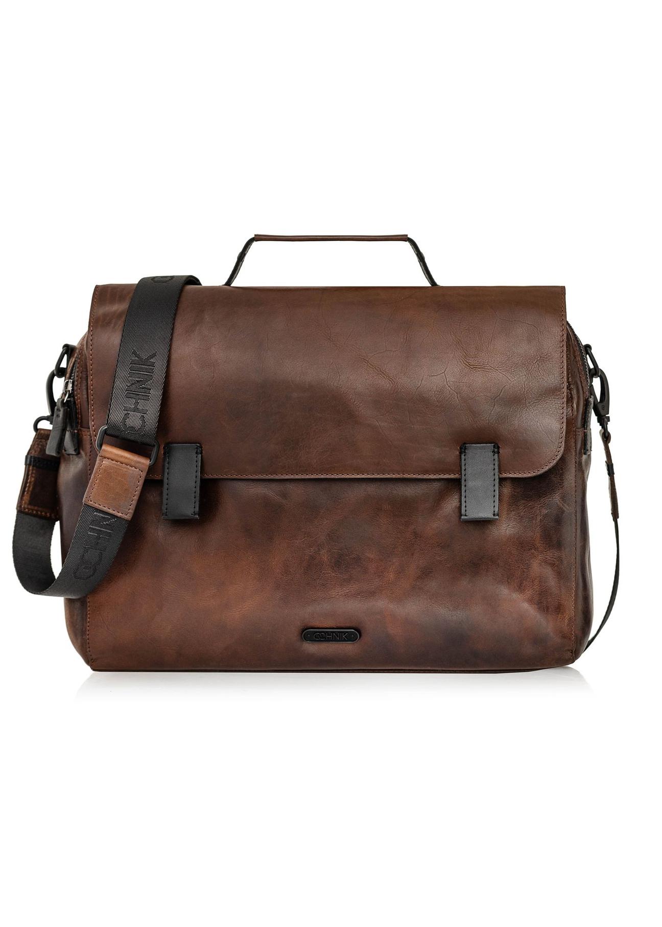 Brown leather men's briefcase TORMS-0102B-79(Z24)-01